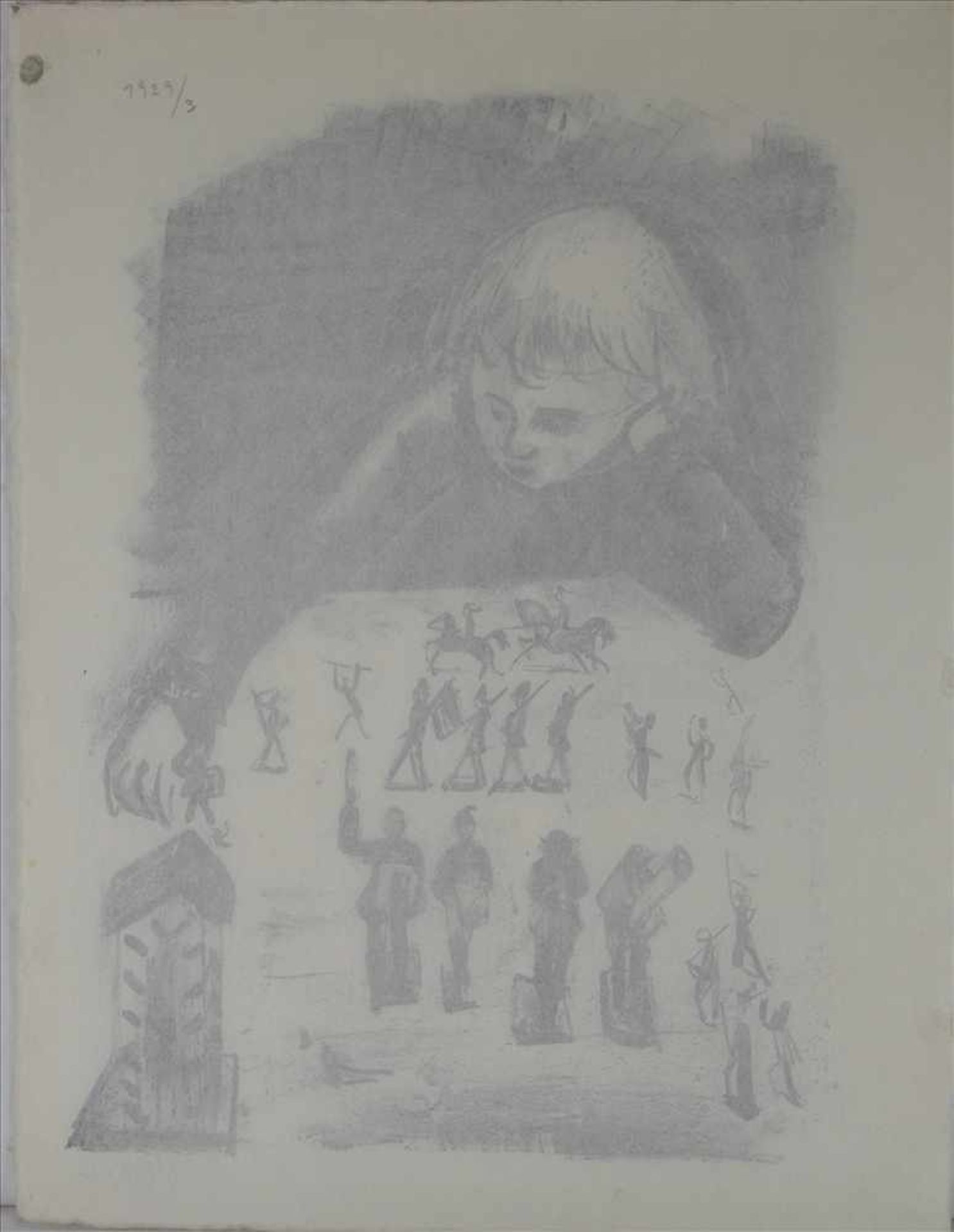 Herbig, Otto1889 Dorndorf - 1971 Weilheim. Spielendes Kind. Lithografie auf Papier. Unten rechts - Image 3 of 4