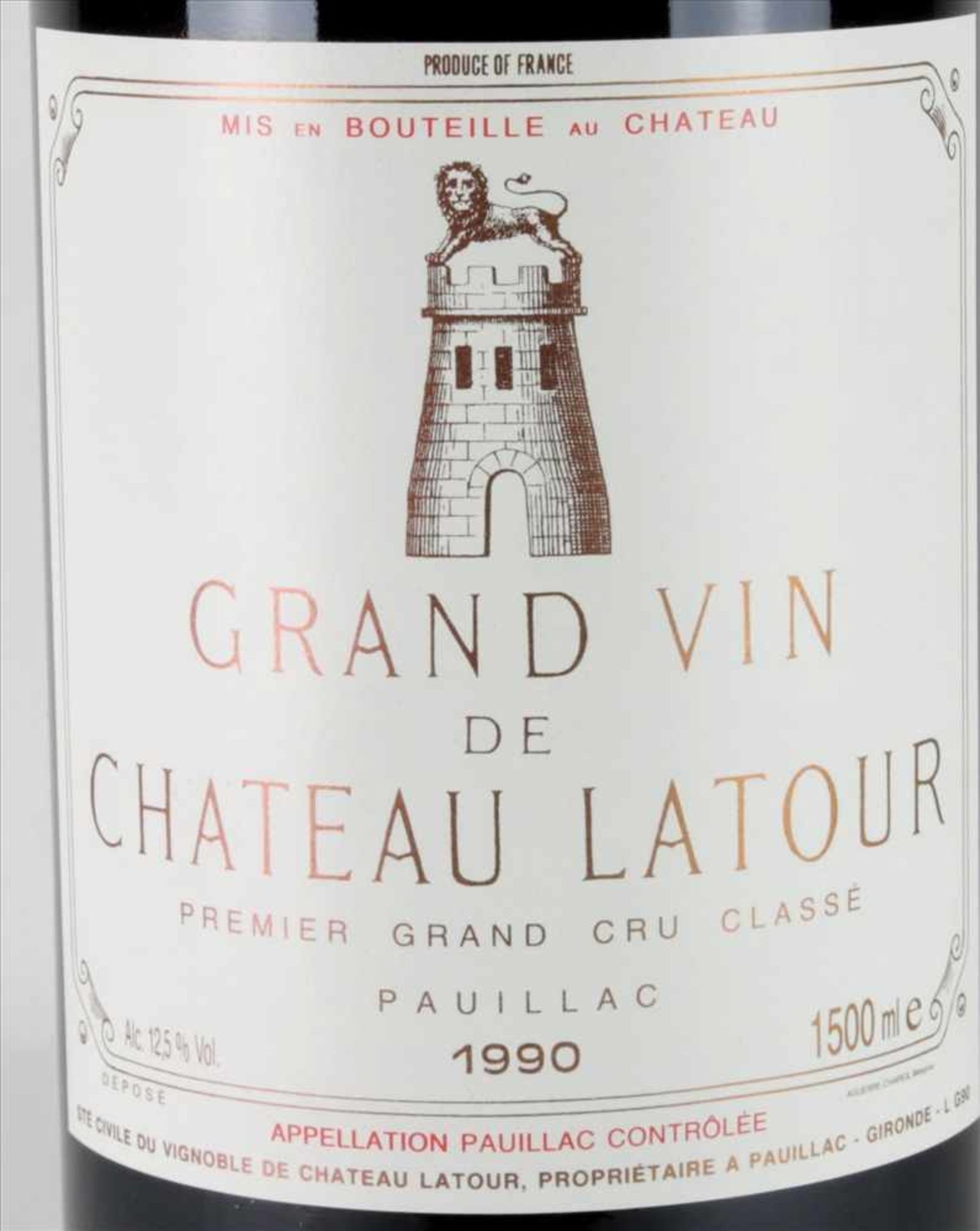Chateau Latour 1990 Magnum1,5 Liter Flasche. Füllstand Mitte Hals wie abgebildet. Süddeutsche - Bild 3 aus 3