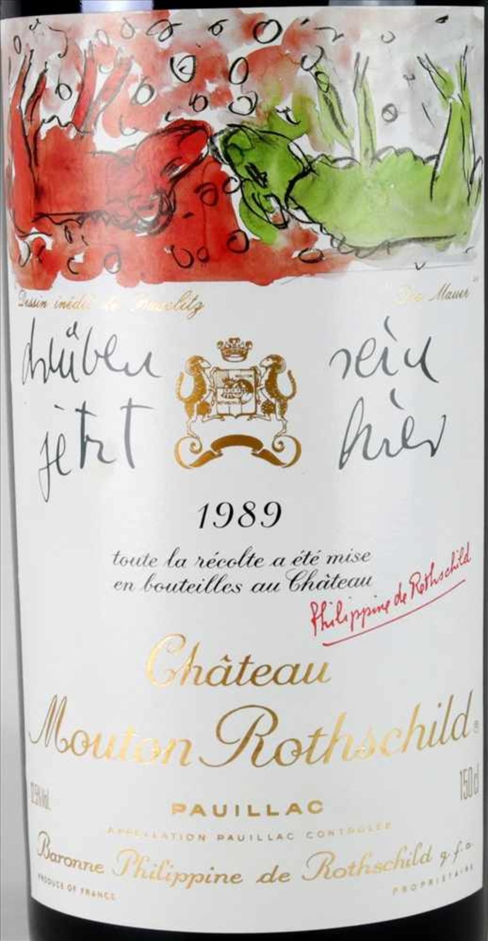 Chateau Mouton Rothschild 1989 Magnum1,5 Liter Flasche. Füllstand Anfang/Mitte Hals wie - Image 3 of 4