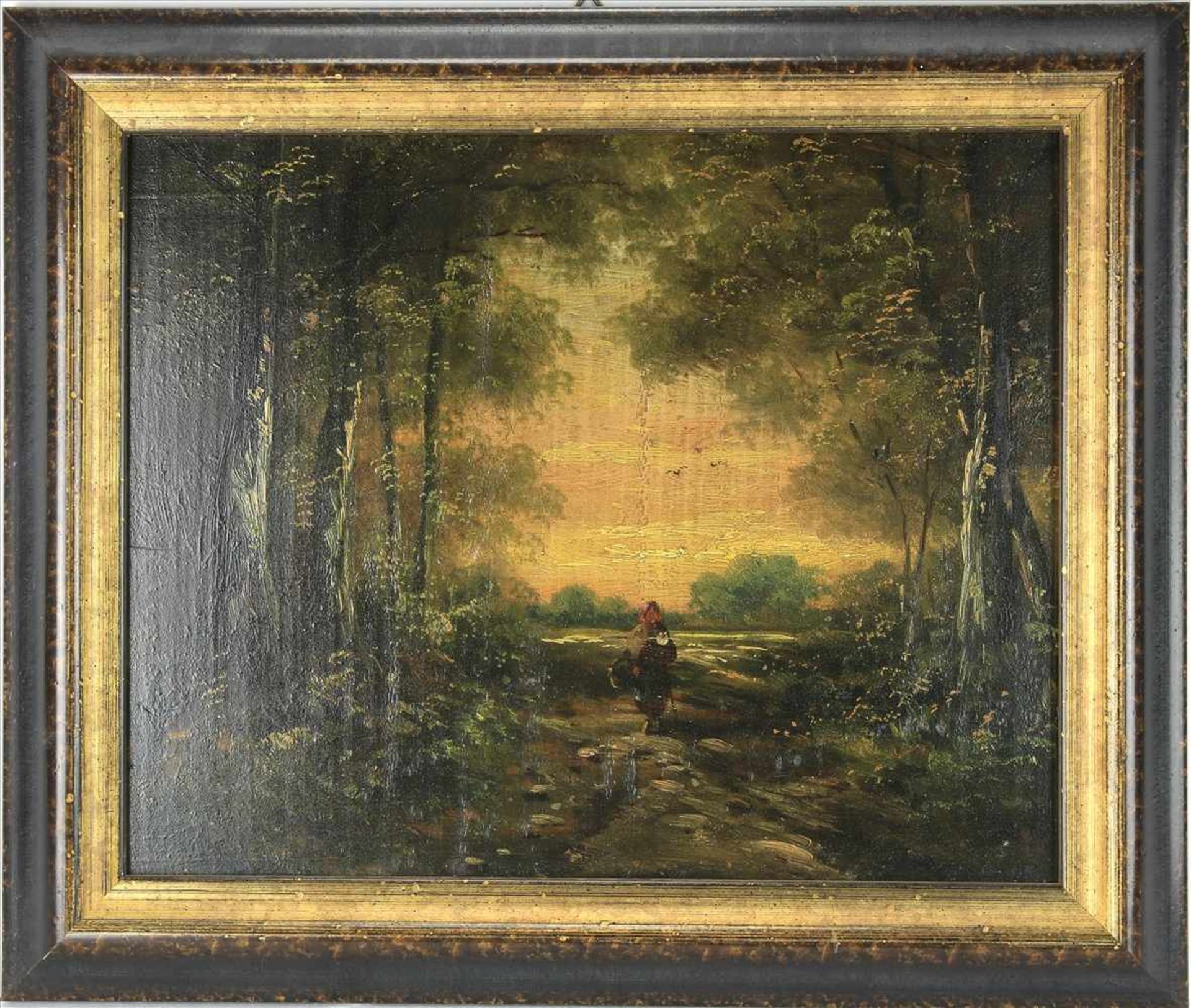 Paar RomantikerWohl deutsch, 19. Jahrhundert. Jeweils eine Figur umgeben von Bäumen. Öl auf - Bild 7 aus 8