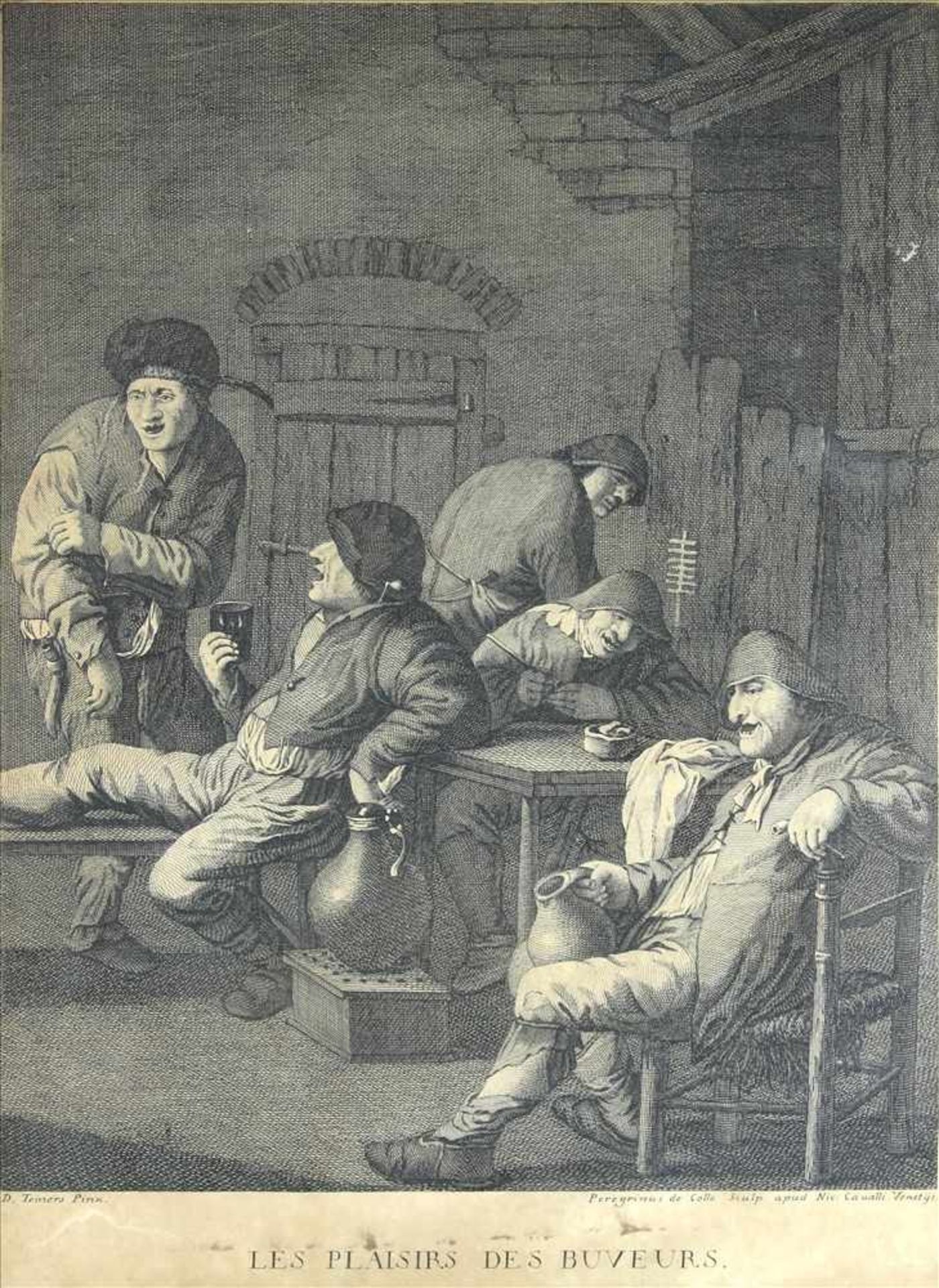 Cavalli, Nicolo1730 - 1822. Kupferstich nach Teniers, David. Les Plaisirs des Buveurs. Unten