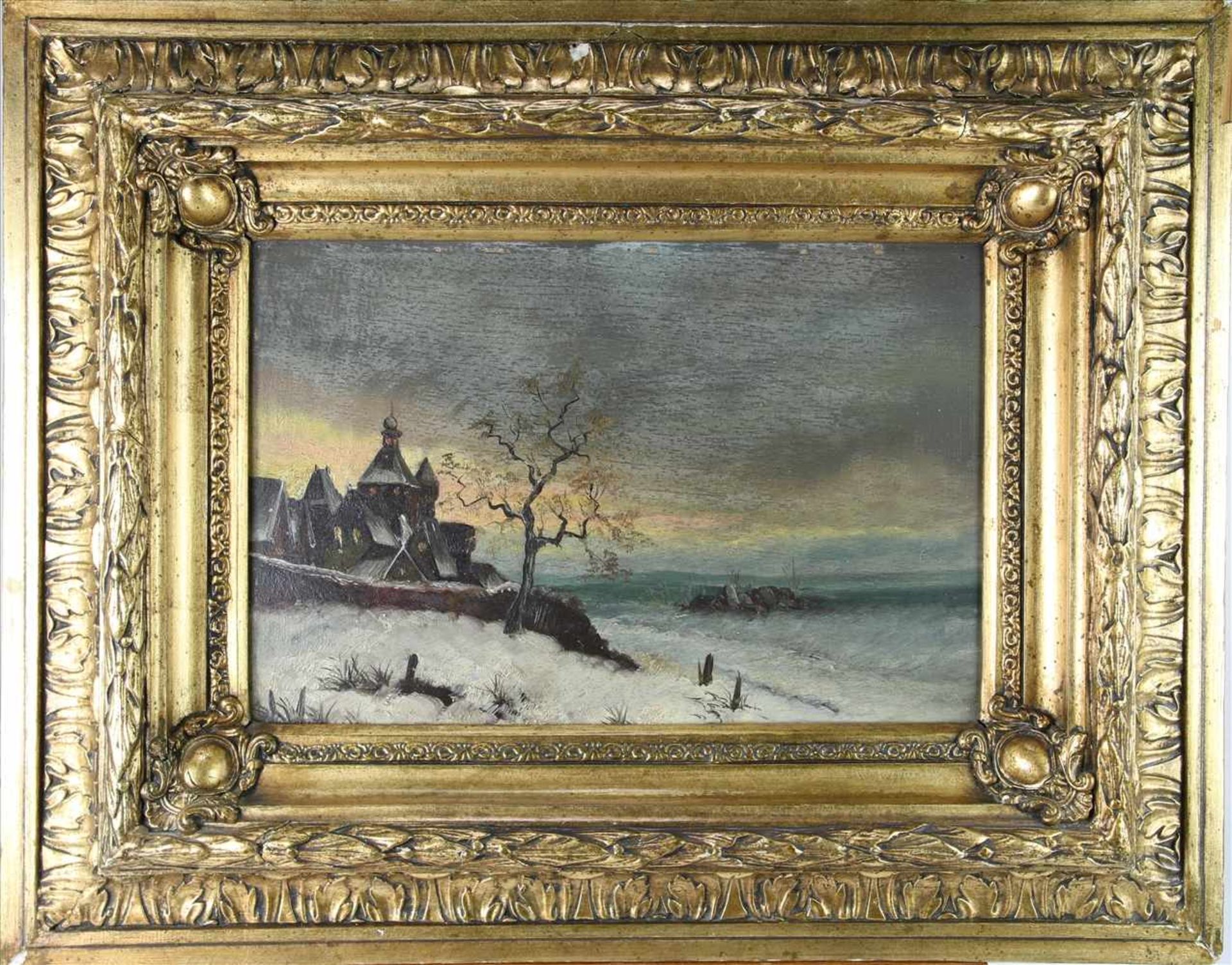 Unbekannter KünstlerWohl deutsch, 19. Jahrhundert. Winterlandschaft. Öl auf Platte. Größe ca. 21,5 x - Bild 2 aus 4