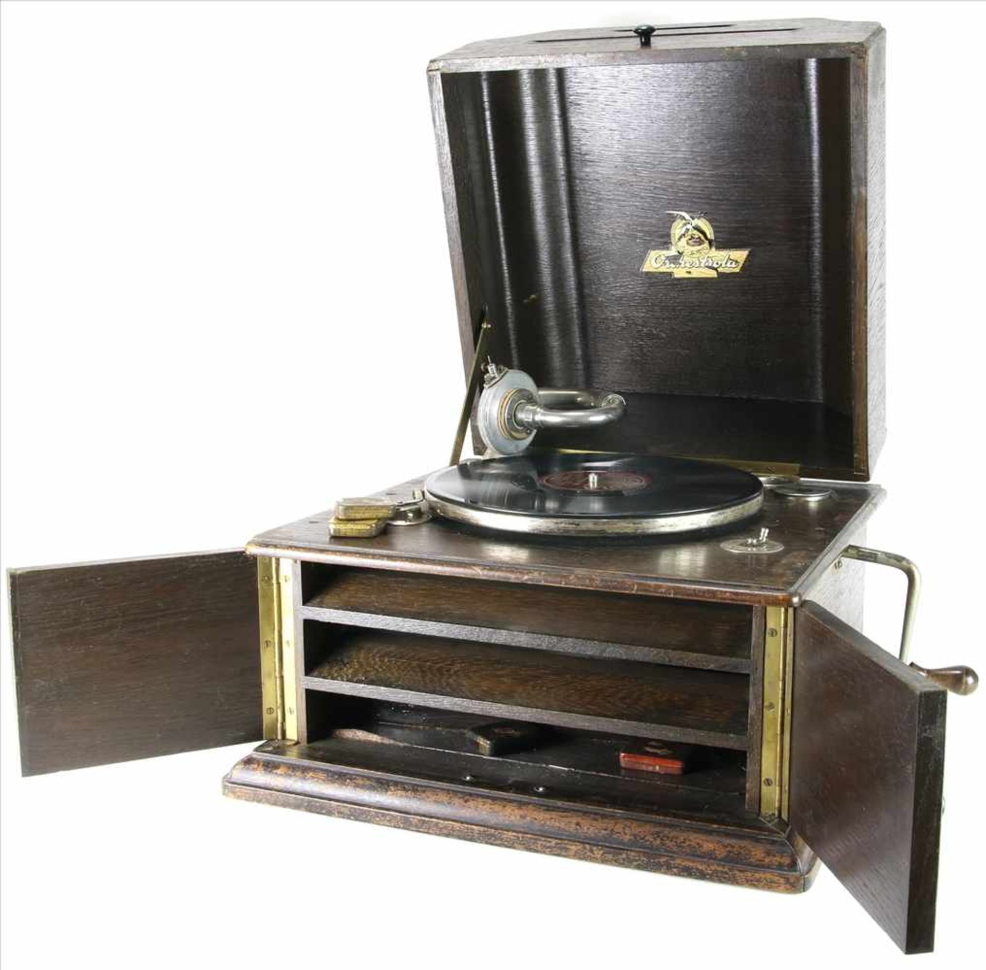 GrammophonAdler Orchestrola im Holzkasten und diverse Platten. Zustand wie abgebildet, nicht - Bild 4 aus 10