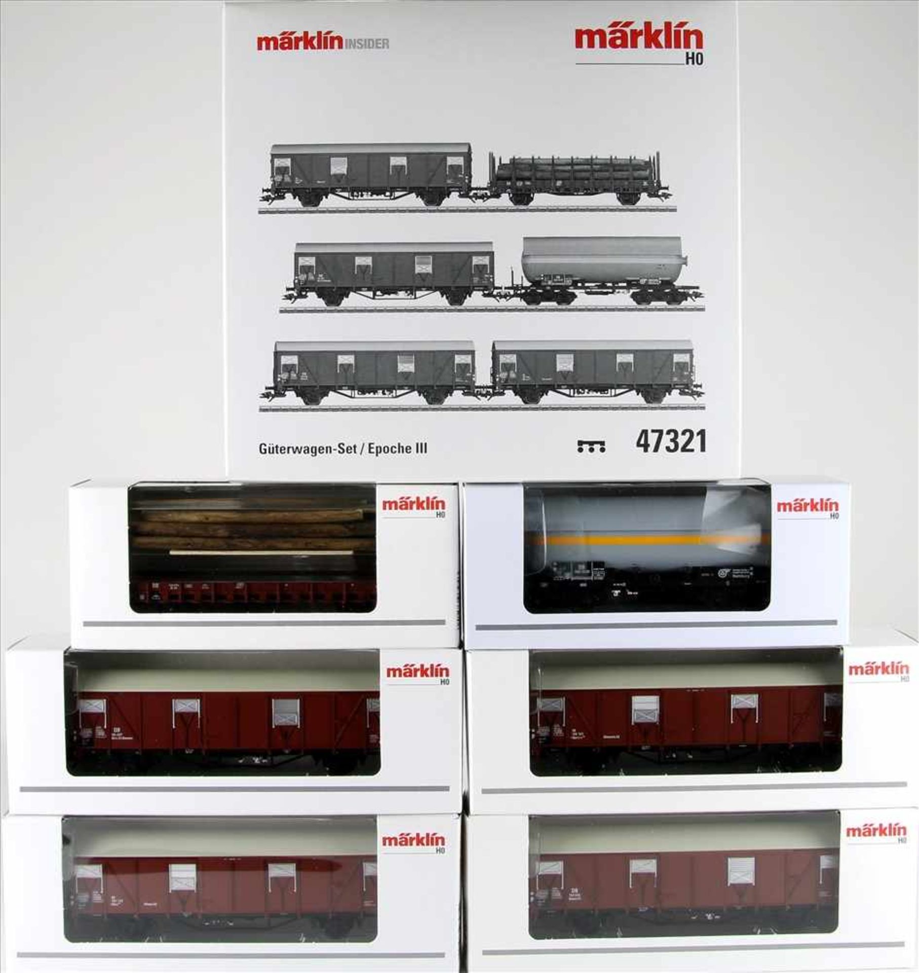 Märklin H0 47321Güterwagen-Set / Epoche III. Guter Zustand, wie abgebildet, aus Sammlungsnachlass,