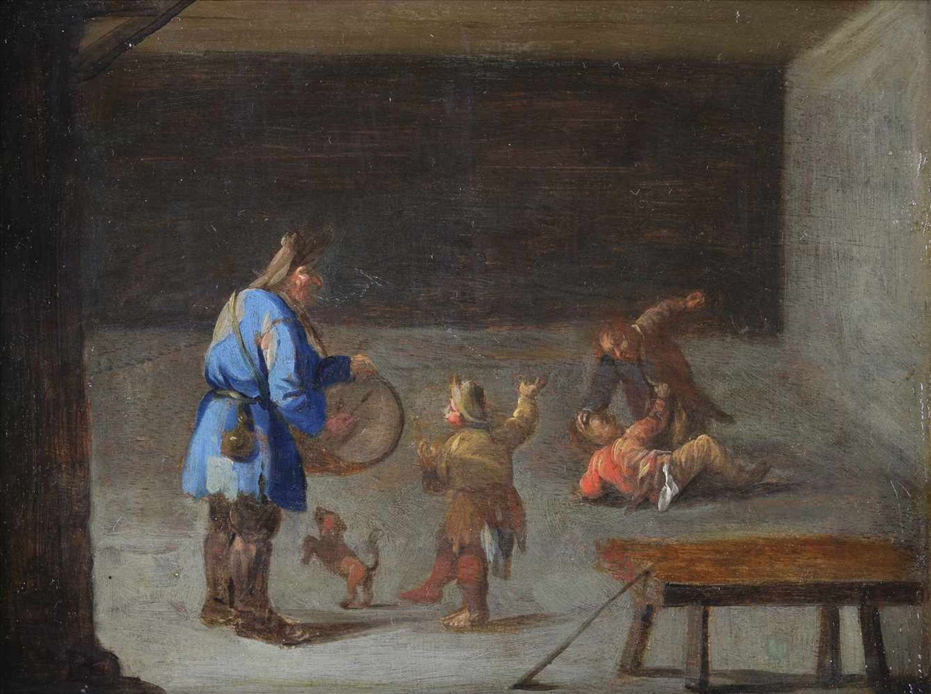 Quast, Pieter Jansz. attr.1606 - 1647 Amsterdam. Gaukler mit Hund und raufende Bauern in einer