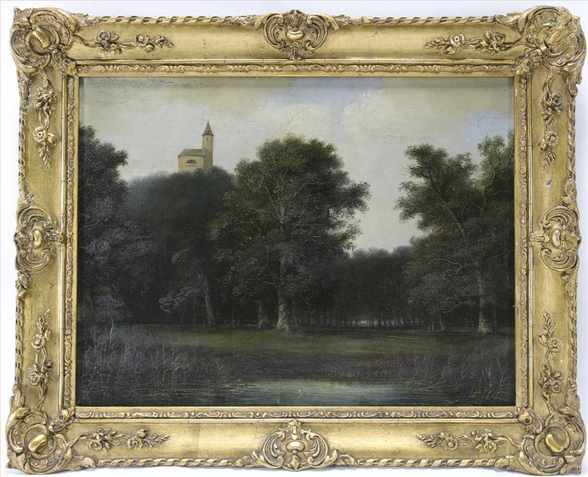 Becker, August1822 Darmstadt - 1887 Düsseldorf. Moritzburg bei Dessau. Öl auf Leinwand. Unten rechts - Bild 2 aus 4