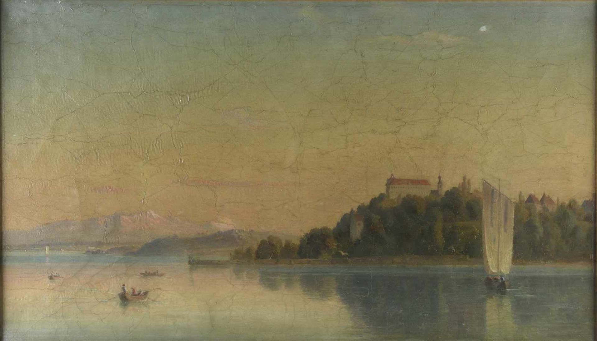 Moosbrugger, Josef attr.1810 Konstanz - 1869 ebd. Blick über den Bodensee auf die Alpen. Im