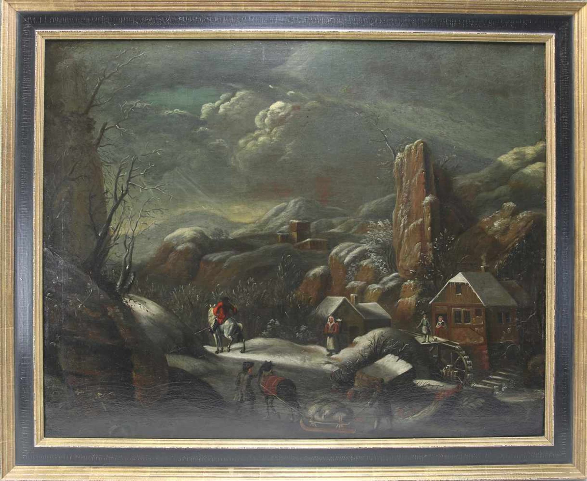 Holländischer Altmeister17./18. Jh. Winter in idealisierter Gebirgslandschaft mit reicher - Bild 2 aus 5