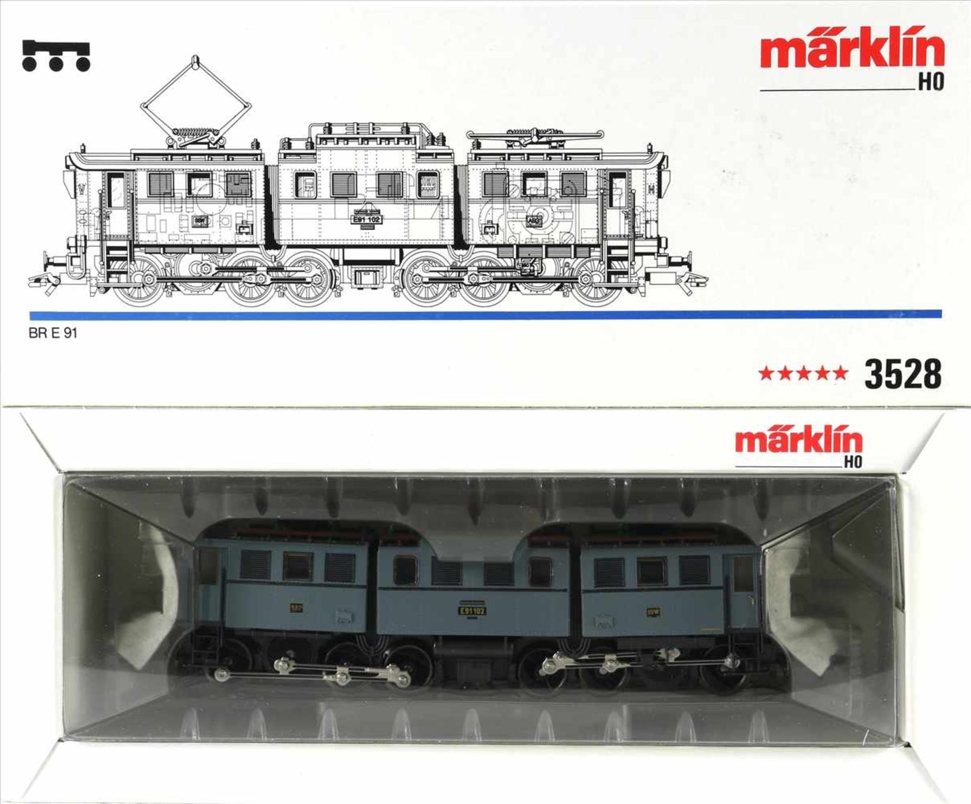 Märklin H0 3528E-Lok BR E 91. Guter Zustand, wie abgebildet, aus Sammlungsnachlass, nicht geprüft.