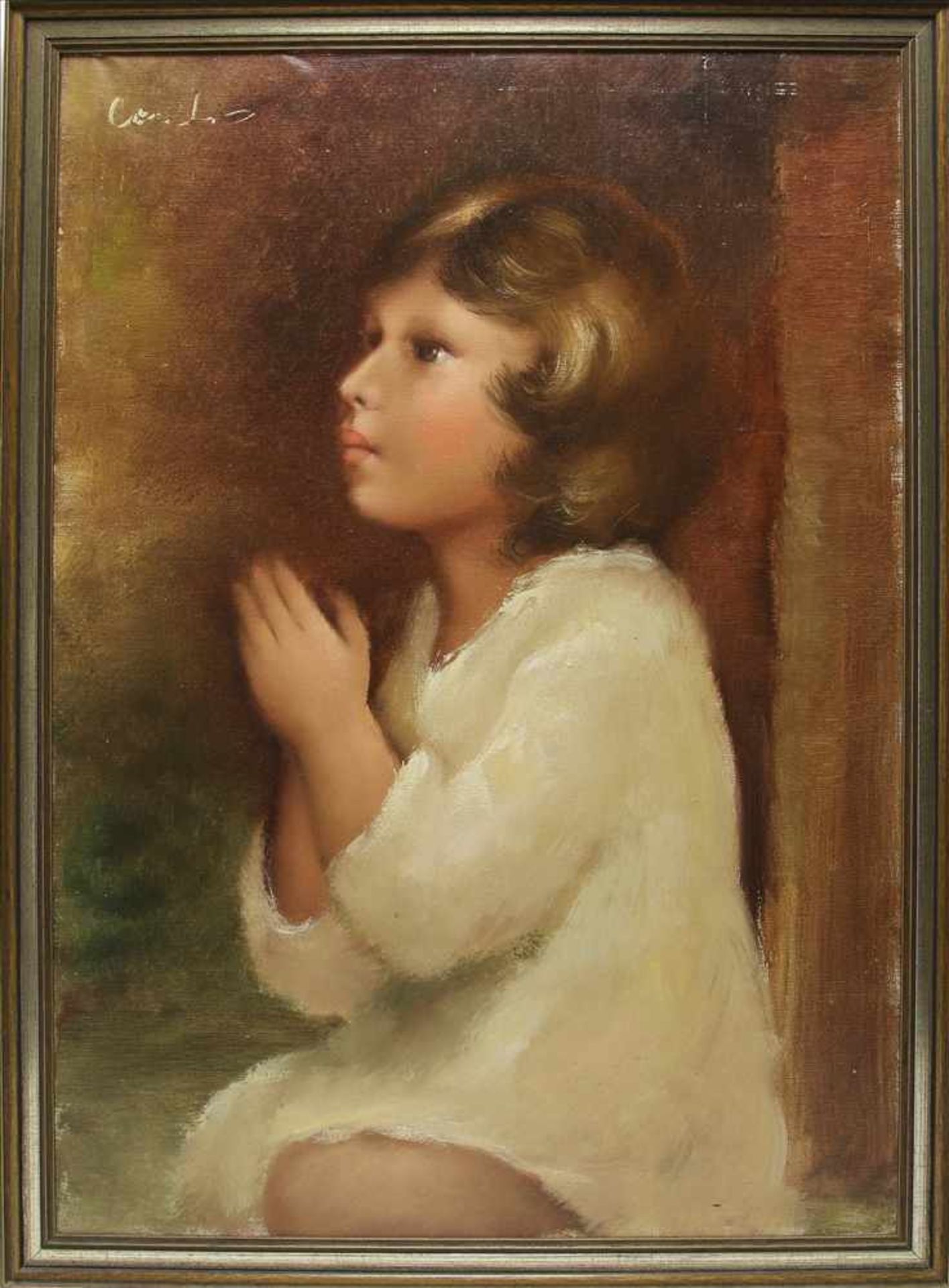 Unbekannter KünstlerFrankreich 19. Jahrhundert. Betendes Mädchen. Öl auf Leinwand. Oben links - Bild 2 aus 6