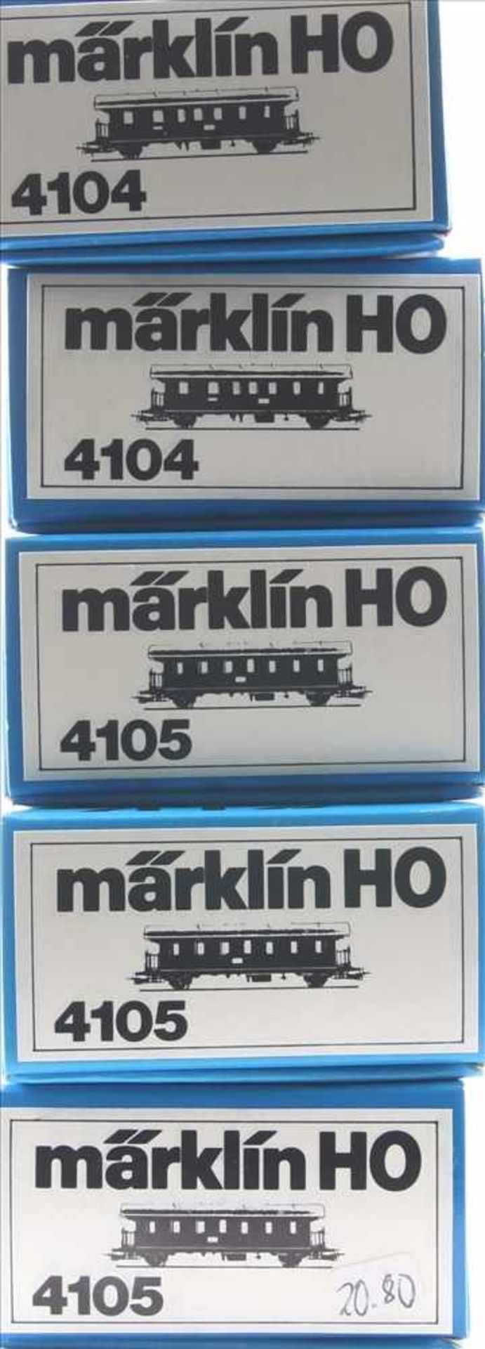Konvolut Märklin H0Fünf Personenwagen der SNCF: 2x 4104 und 3x 4105. Guter Zustand, wie - Bild 2 aus 2