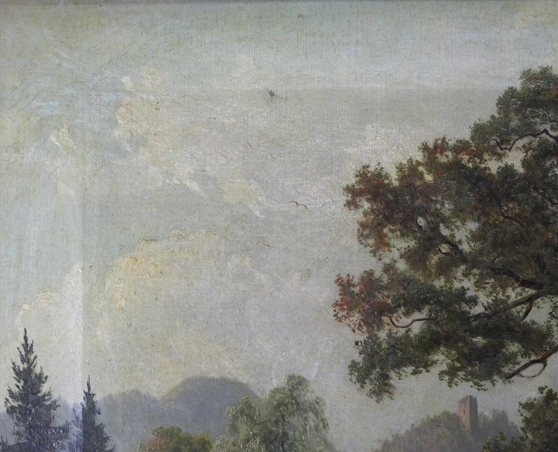 Rieter, Julius1830 Winterthur - 1897 Zürich. Schweizer Landschaft mit Wäscherin am Fluß und - Bild 4 aus 5