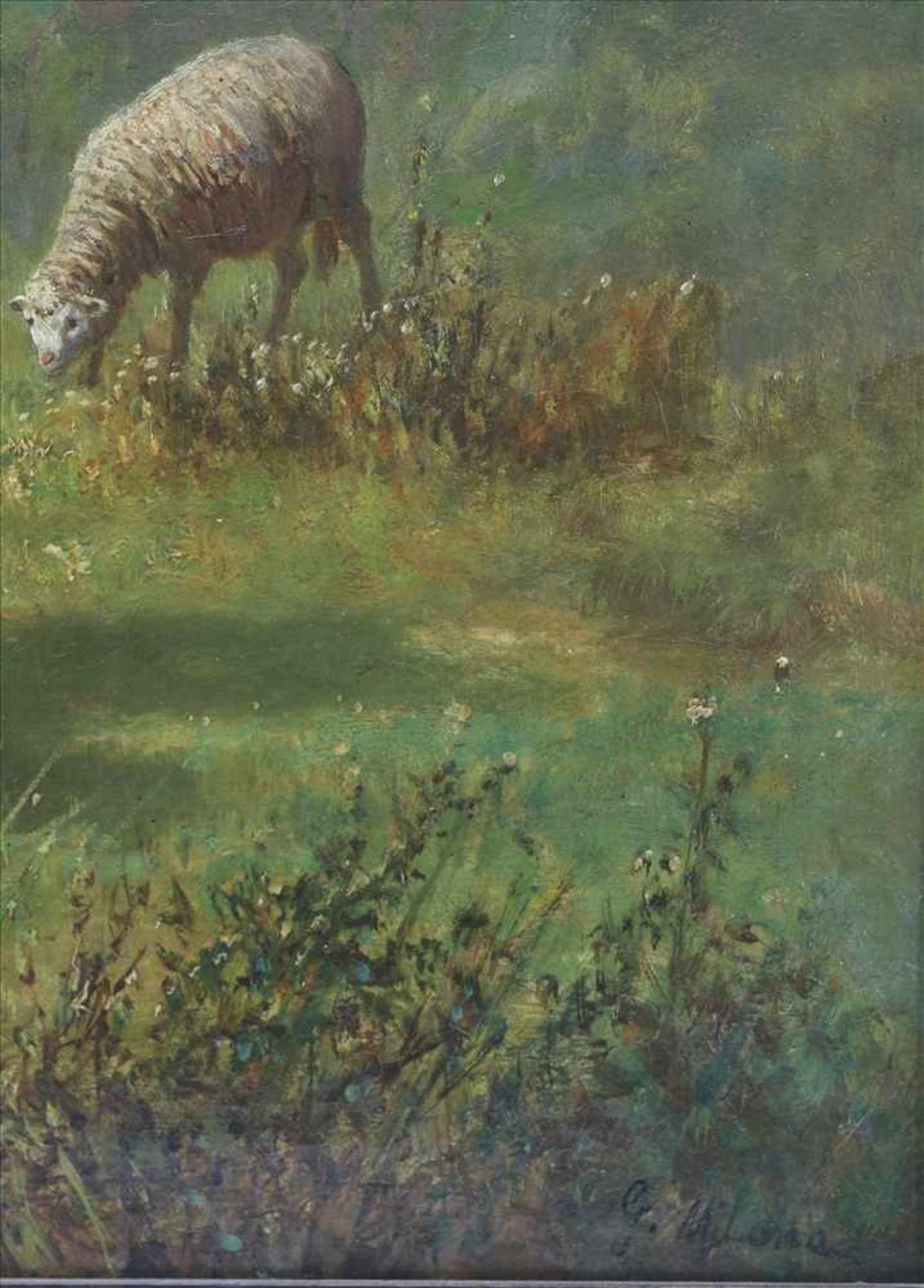 Milone, George IX/XXEngland. Schafe im Hochland. Öl auf Leinwand. Unten rechts signiert, am Rahmen - Bild 3 aus 6