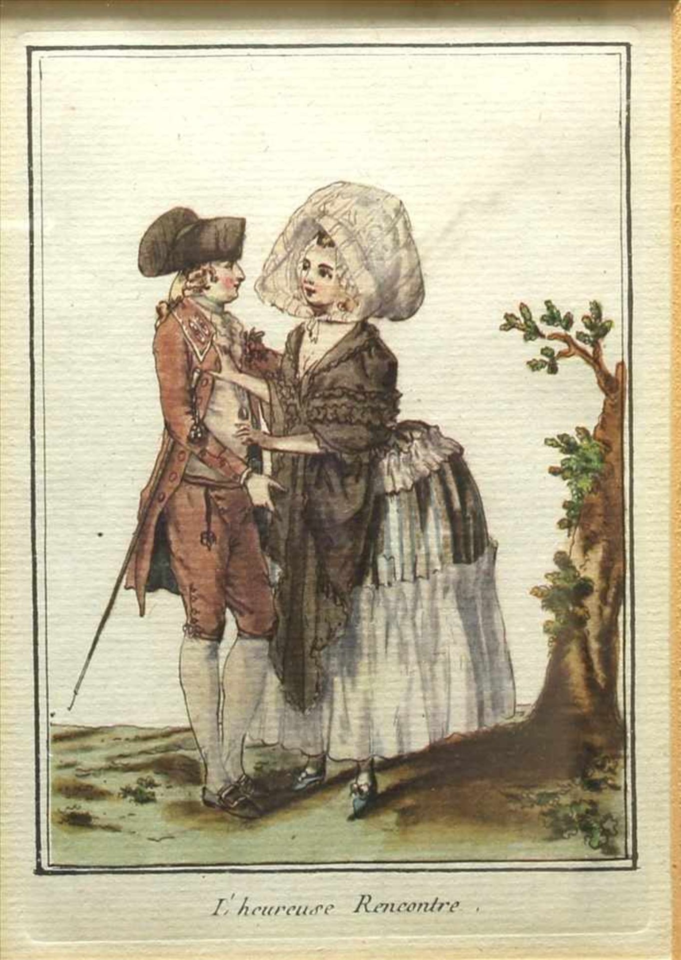 Paar GrafikenZwei Darstellungen von Paaren mit französischem Untertitel. Sehr schön gerahmt. Größe - Image 4 of 4