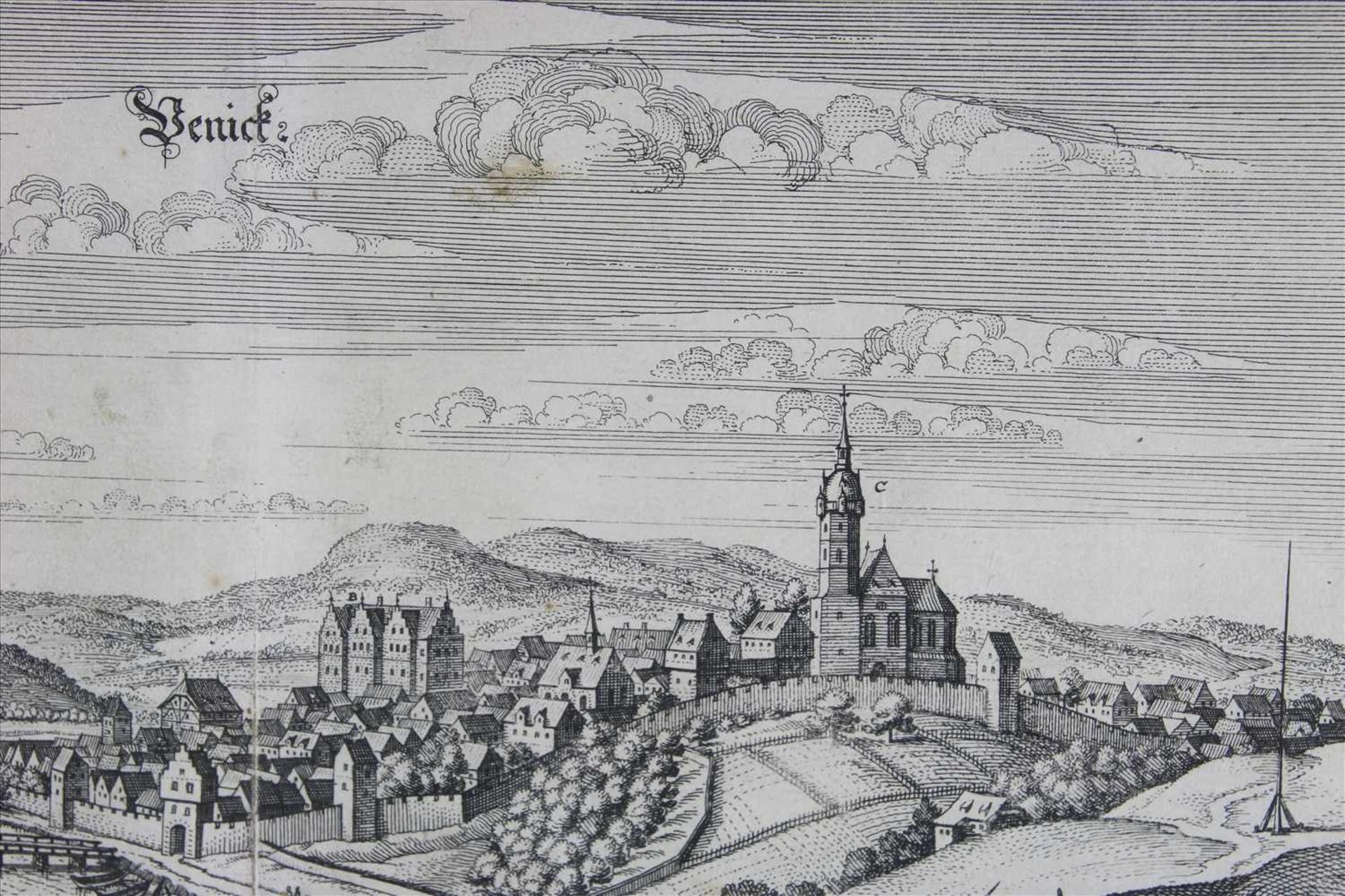 Merian, Matthaeus1593 Basel- 1650 Bad Schwalbach. Penick (Penig). Kupferstich um 1690. Größe ca. - Bild 3 aus 5