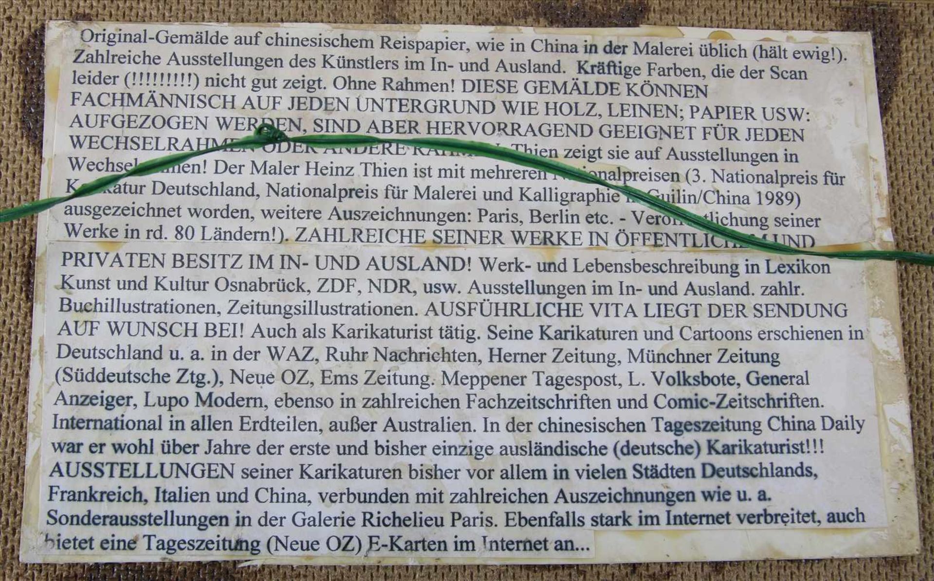 Zwei Aquarelle20. Jh. Wasserfarben auf Papier. Signiert jeweils Heinz Thien sowie asiatische - Bild 6 aus 6