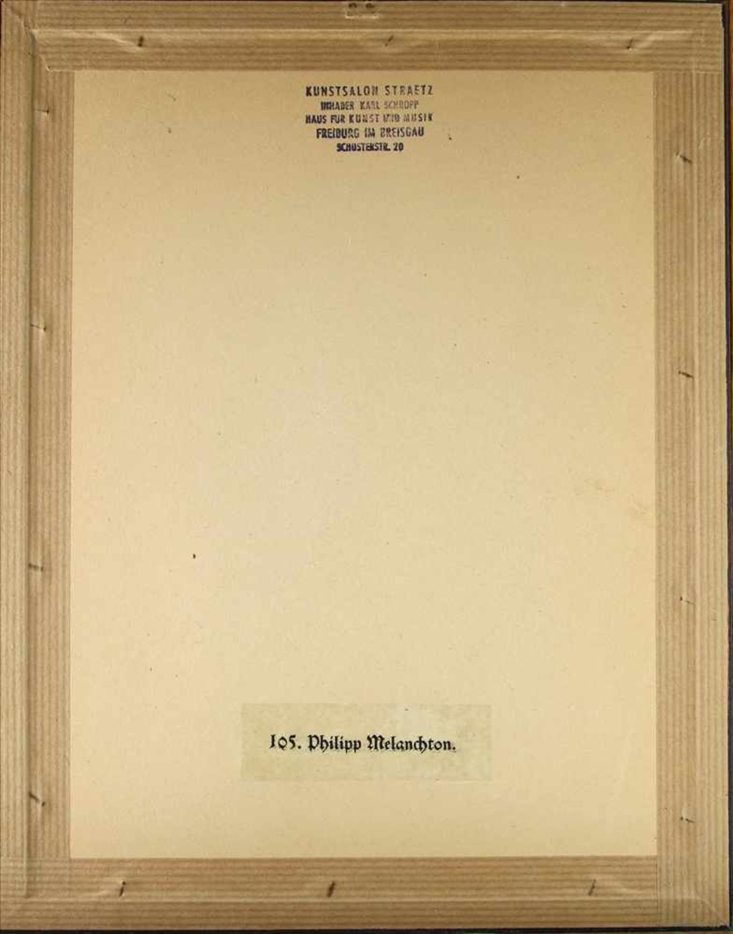 Dürer, AlbrechtGraphik nach dem Kupferstich Philipp Melanchton. Größe ca. 16,7 x 12,3 cm. Hinter - Bild 3 aus 3