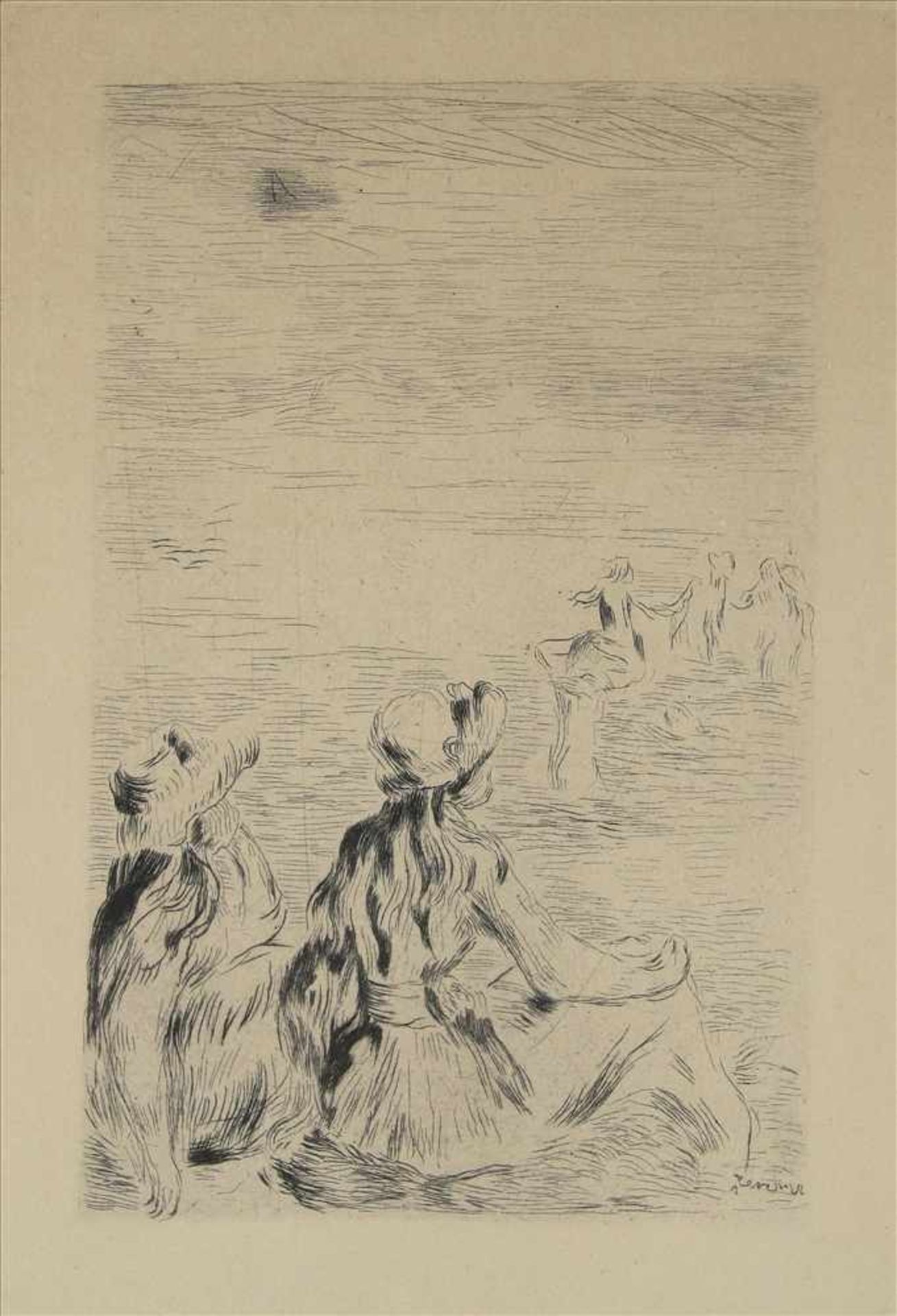 Renoir, Pierre Auguste1841 Limoges - Cagnes-sur-Mer 1919. Sur la Plage à Berneval (1892). Radierung.