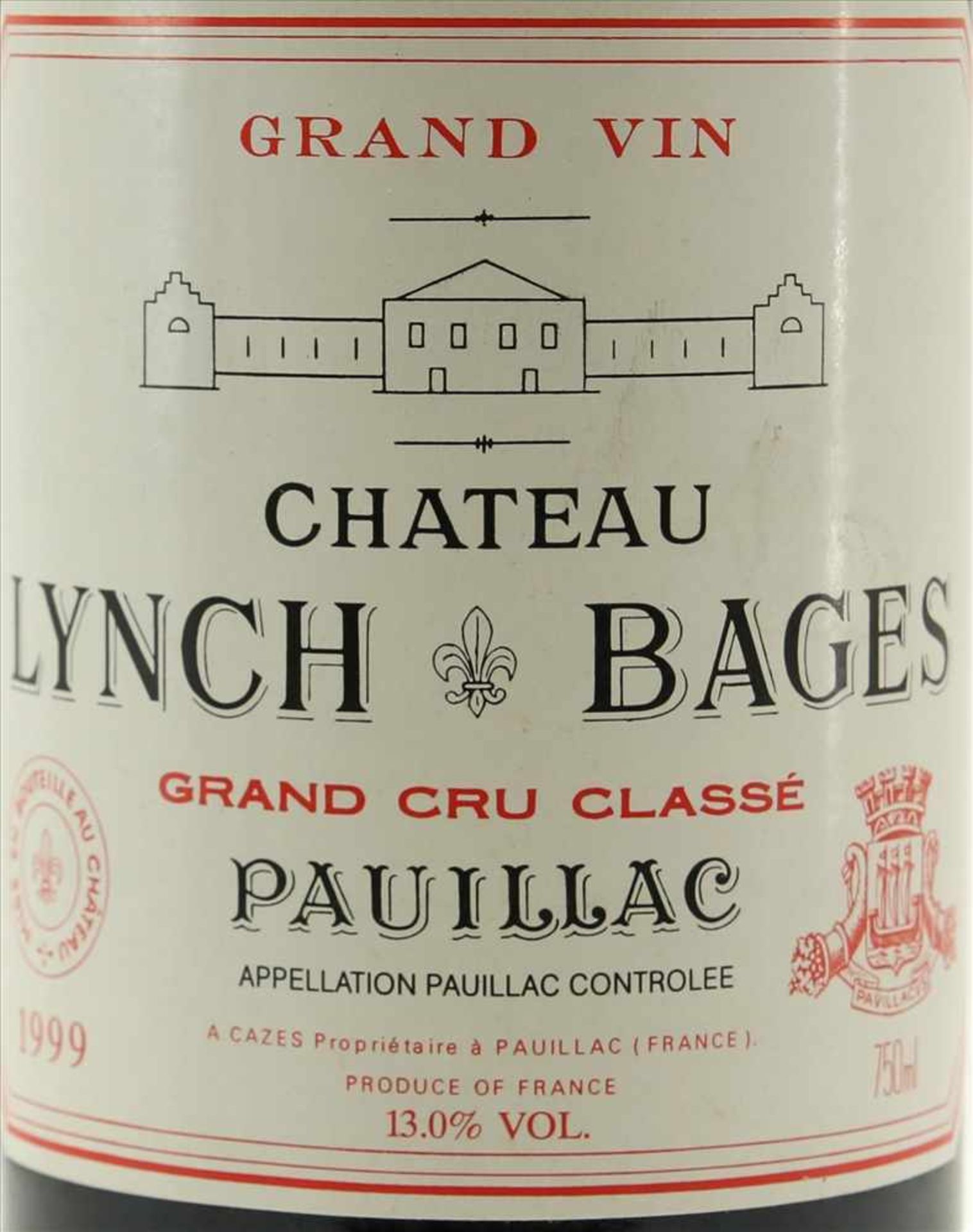 Chateau Lynch Bages 19990,75 Liter Flasche. Füllstand Mitte Hals wie abgebildet. Süddeutsche - Bild 2 aus 3