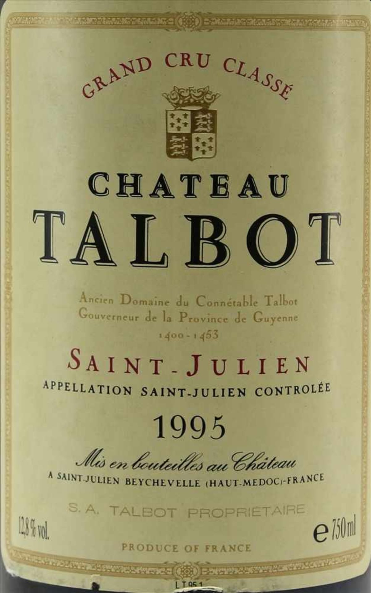 Chateau Talbot 19950,75 Liter Flasche. Füllstand unter Kapsel wie abgebildet. Süddeutsche - Bild 2 aus 3