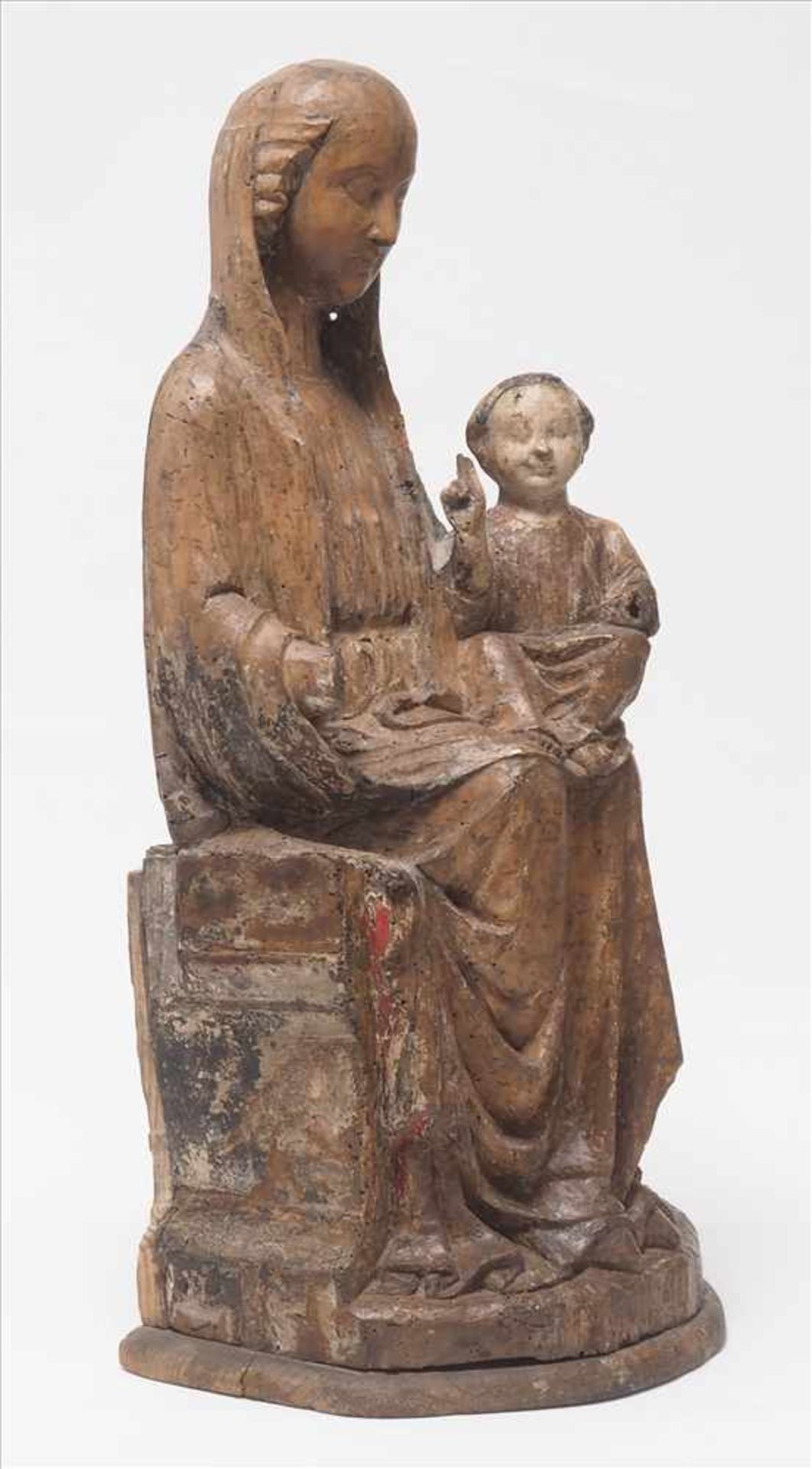 Madonna mit KindRheinland 14./15. Jh. Auf einer Bank sitzende Madonna mit dem kleinen Jesuskind - Bild 6 aus 22