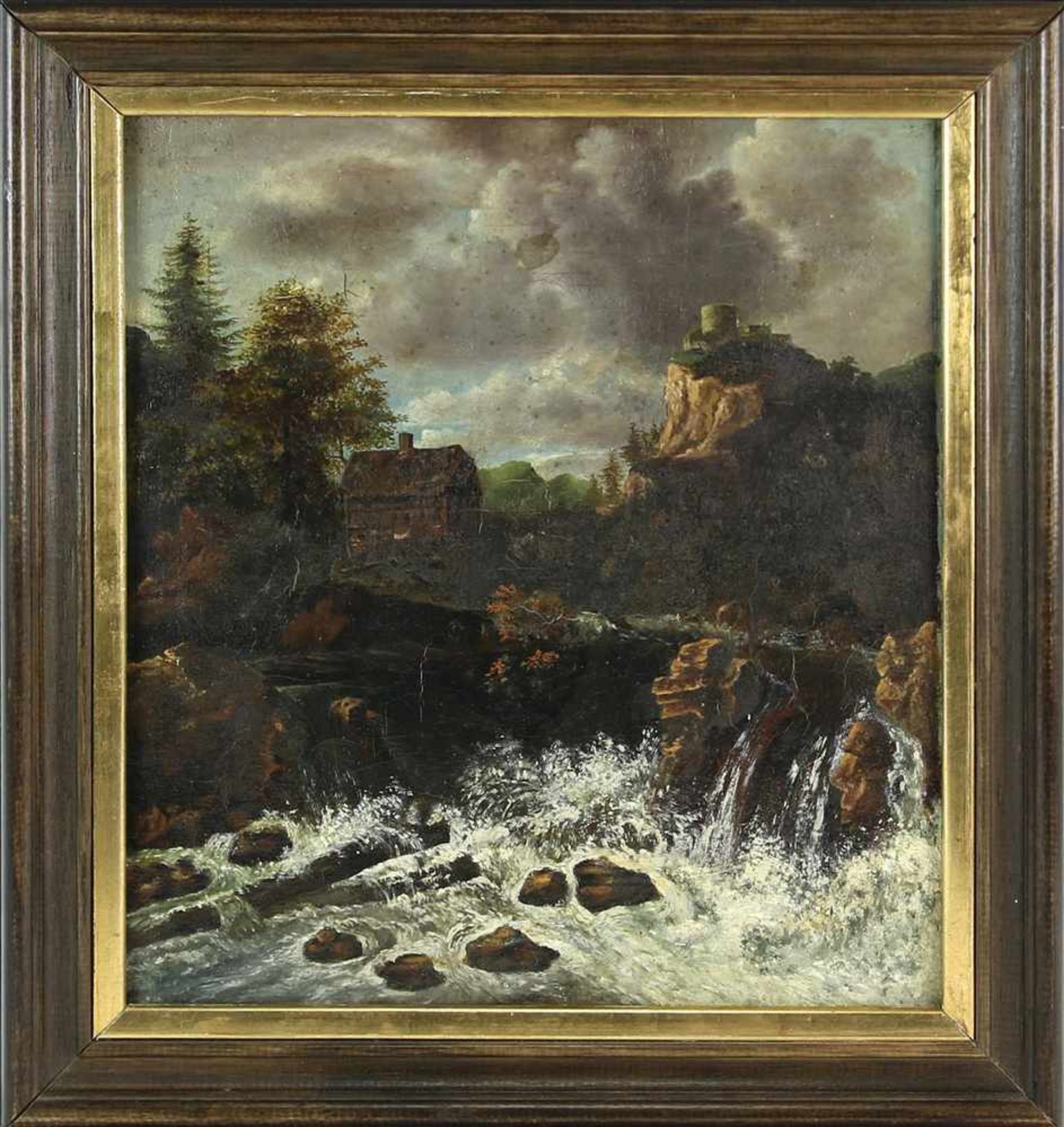 Armbruster, KarlBodenseemaler 1. Hälfte 20. Jh. Wasserfall unter wolkenverhangenem Himmel. Öl auf - Image 2 of 4
