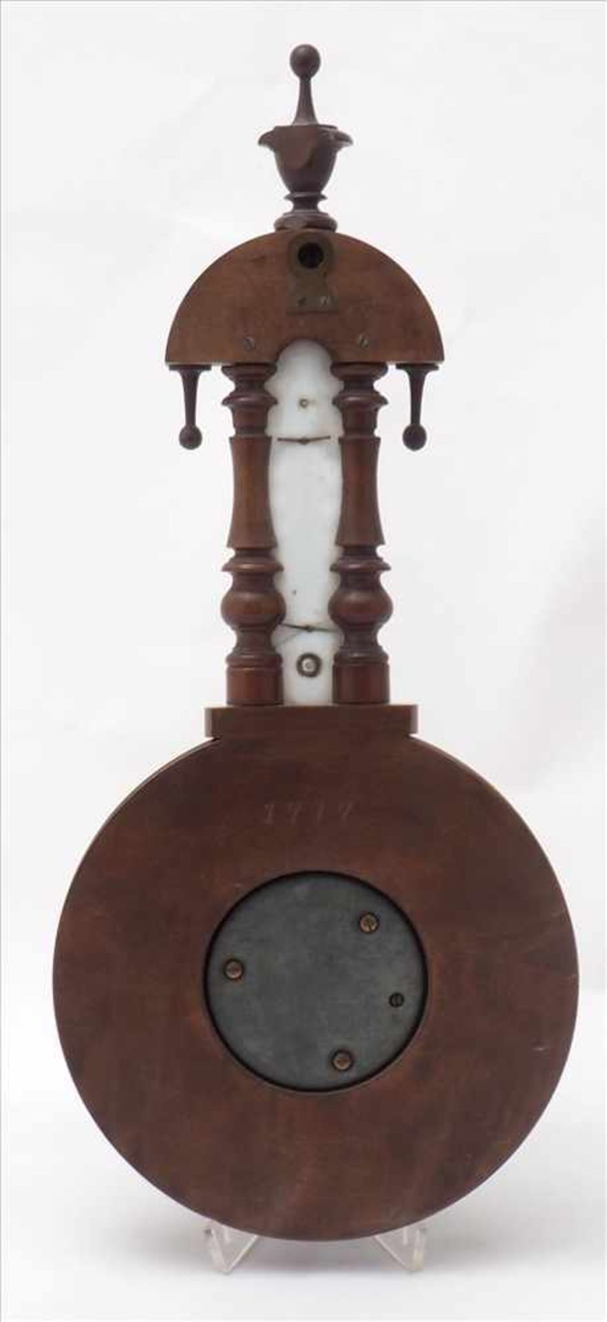 WetterstationHistorismus um 1900. Barometer mit darüber mittig angeordnetem Thermometer mit Réaumur- - Bild 3 aus 4