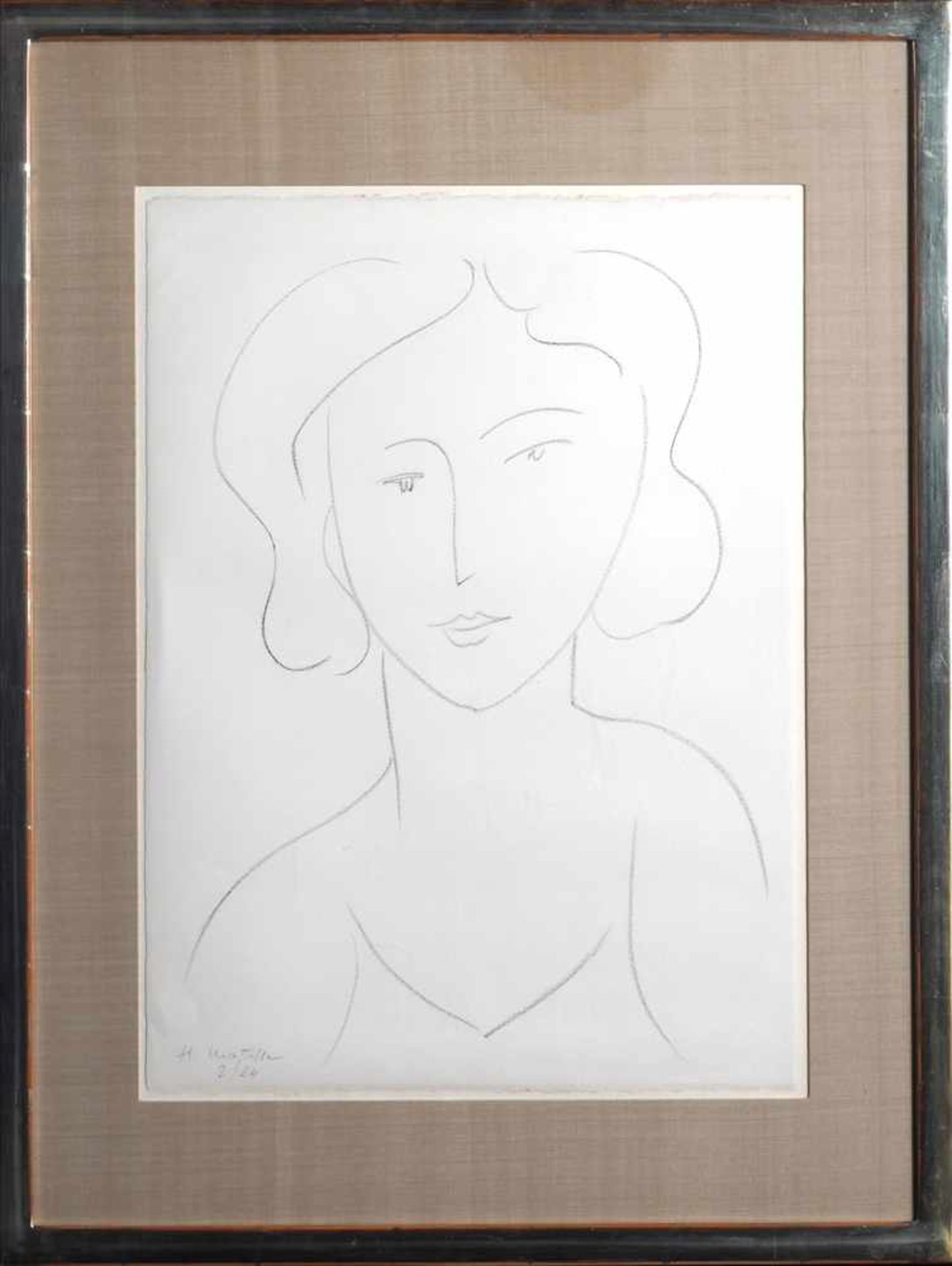 Frauenkopfnach Henry Matisse, unten links signiert und nummeriert, 2/24, hinter Passepartout ca.