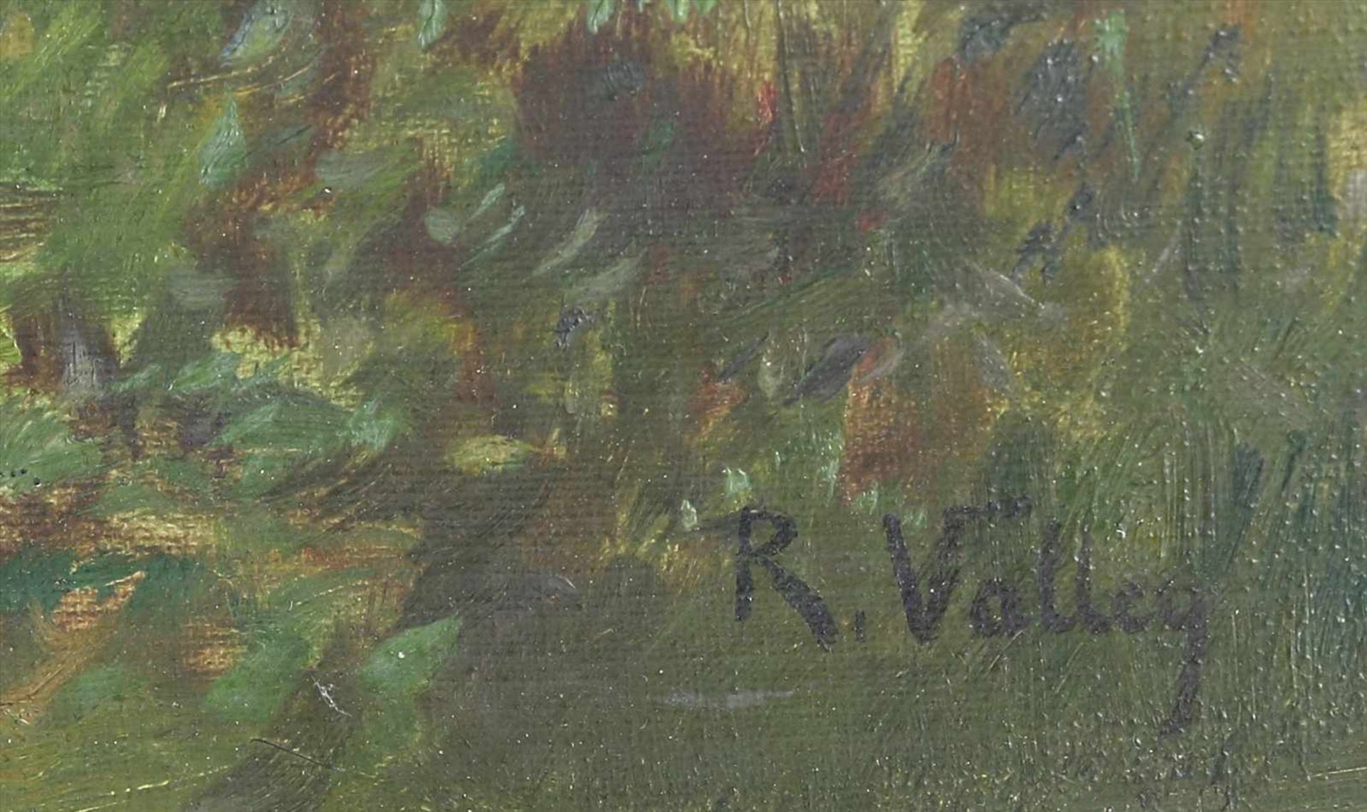 Valley R.XX. Jh. Jagdmaler. Zwei Pointer vor auffliegender Ente. Unten rechts signiert. Öl auf - Bild 5 aus 6