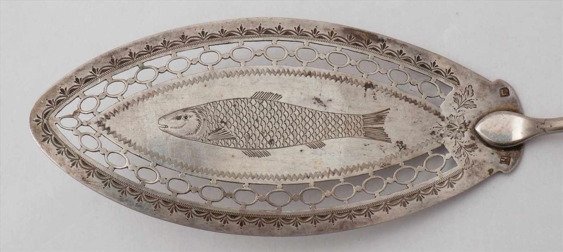 FischbesteckWohl Dänemark und England, 18. Jh. Silber. Fischbesteck für acht Personen mit - Bild 3 aus 8