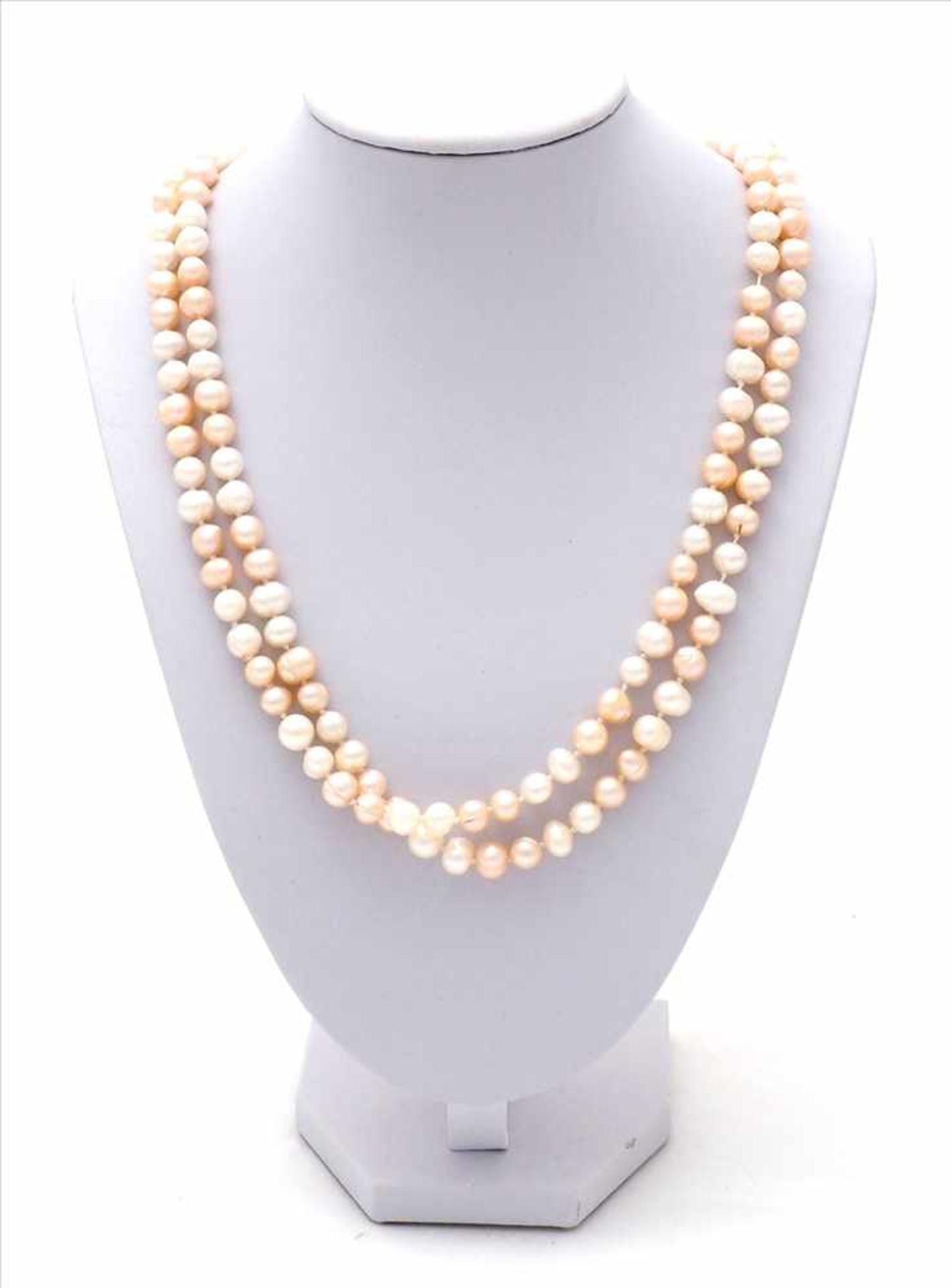 PerlenketteDeutsch 20. Jh. Barockperlen in unterschiedlichen Größen und Farben. Länge ca. 120 cm,