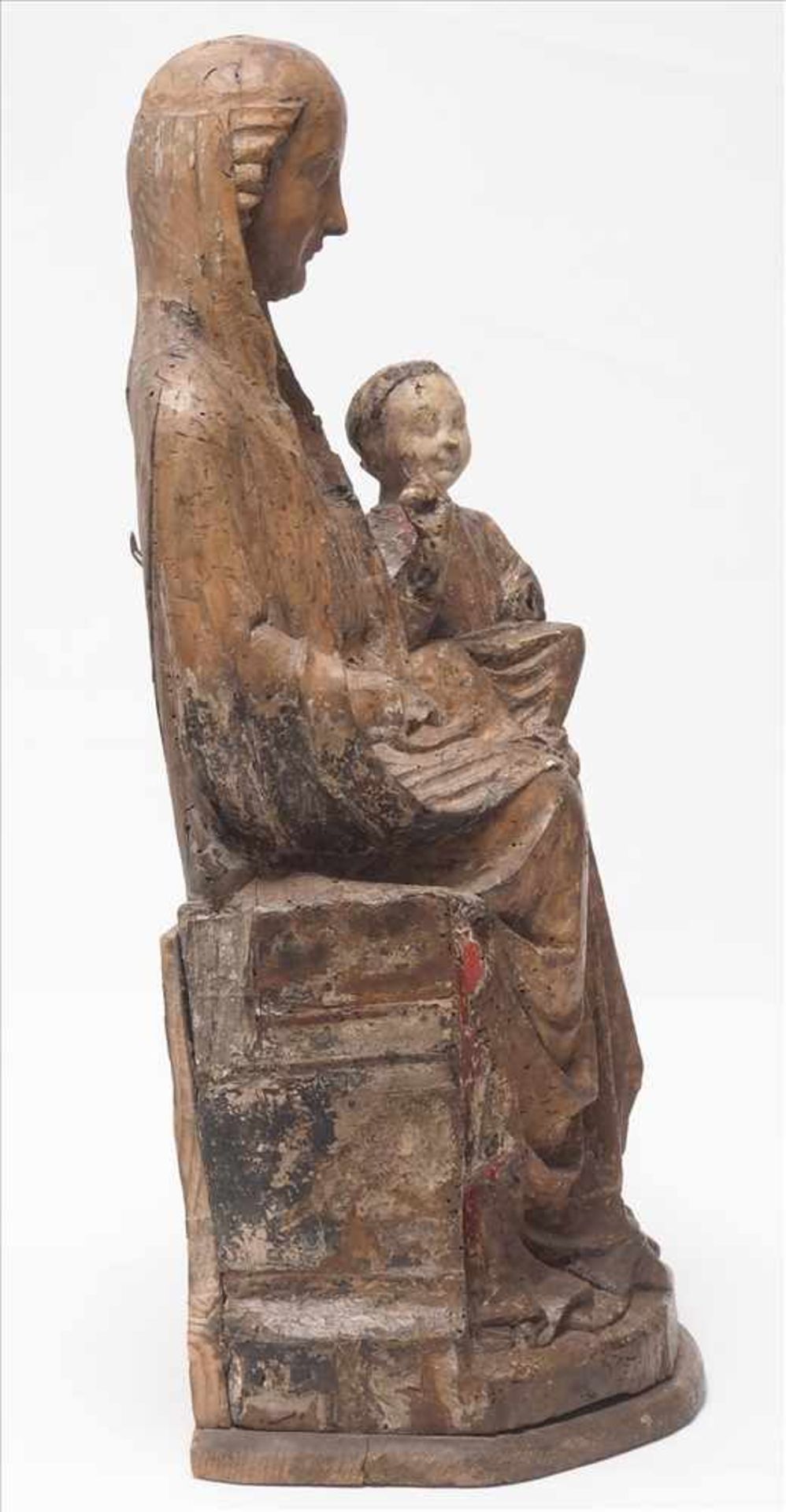 Madonna mit KindRheinland 14./15. Jh. Auf einer Bank sitzende Madonna mit dem kleinen Jesuskind - Bild 5 aus 22