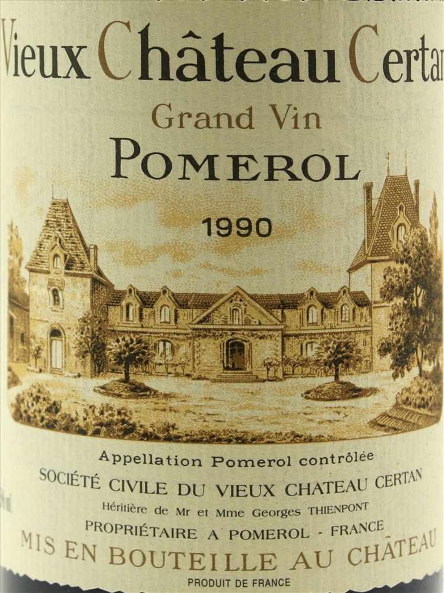Vieux Chateau CertanPomerol Grand Vin 1990. 0,75 ltr Flasche. Füllstand Anfang Hals, Kapsel - Image 2 of 3