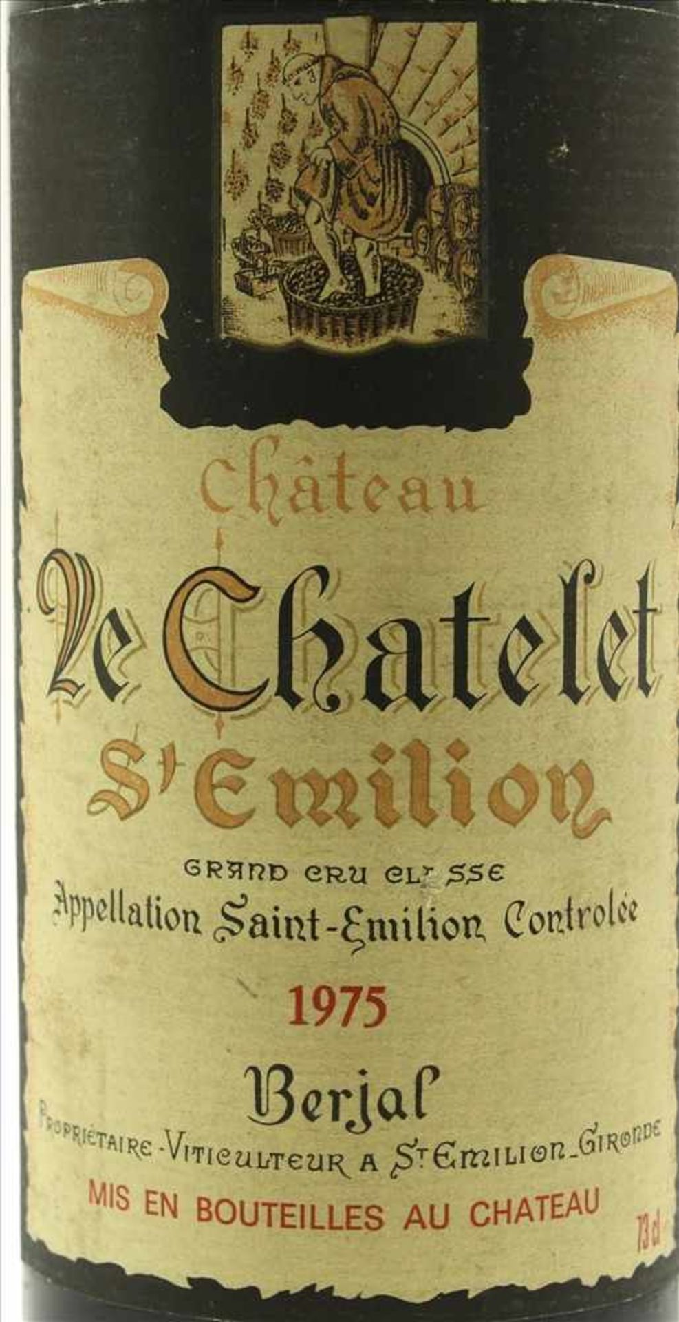 Chateau Le Chatelet 1975Grand Cru Classé. 0,73 Liter Flasche. Füllstand Anfang Hals wie - Image 2 of 3