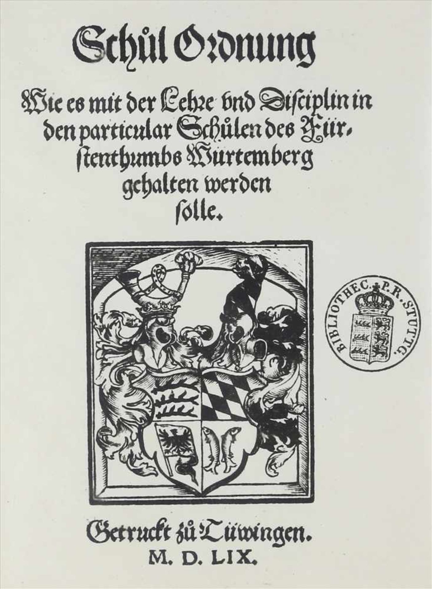 Schulordnungfür Württemberg 1559. Drei Faksimileseiten hinter Glas gerahmt. Rahmengröße ca. 23 x - Bild 2 aus 3