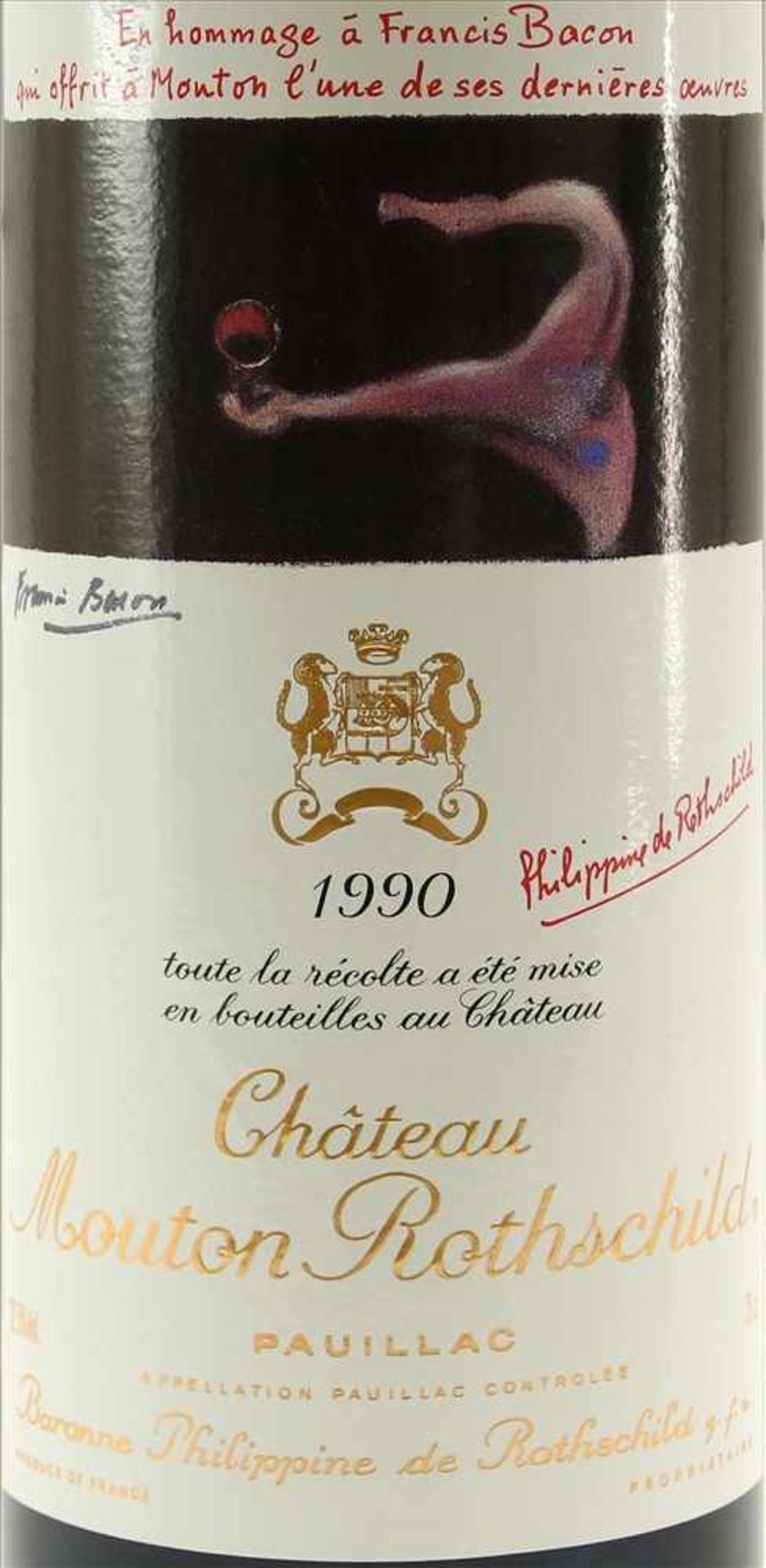 Flasche Chateau Mouton Rothschild 1990Pauillac, 0,75 Liter mit dem originalen Etikett von Francis - Bild 2 aus 4