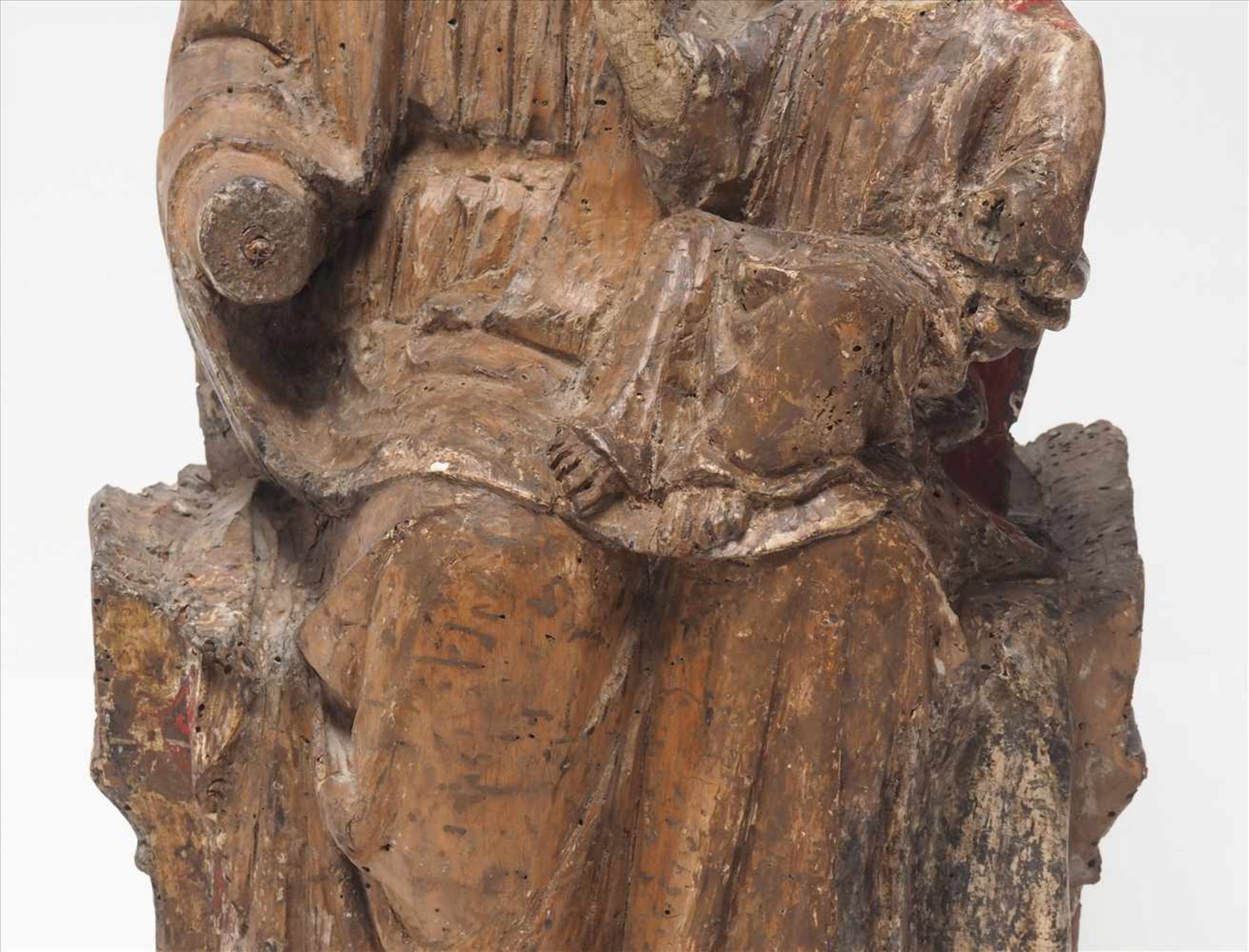 Madonna mit KindRheinland 14./15. Jh. Auf einer Bank sitzende Madonna mit dem kleinen Jesuskind - Bild 11 aus 22