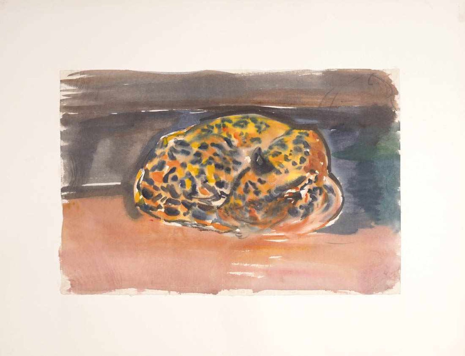 Mez, Alfred1887 Freiburg i.Br. - 1955 Zürich. Schlafender Leopard. Aquarell. Blattgröße ca. 31 x - Bild 6 aus 8
