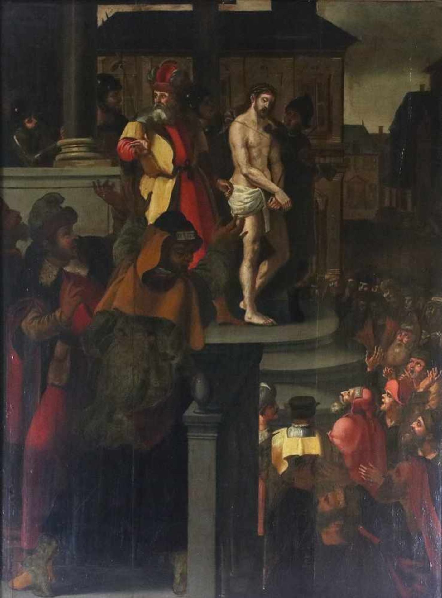 Flämischer Altmeister16./17. Jh. Ecce Homo. Vielfigurige Szene mit dem von Herodes auf einer