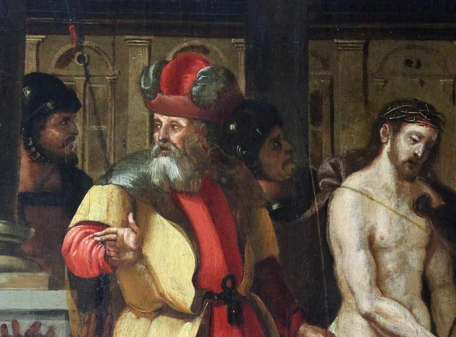 Flämischer Altmeister16./17. Jh. Ecce Homo. Vielfigurige Szene mit dem von Herodes auf einer - Bild 11 aus 16