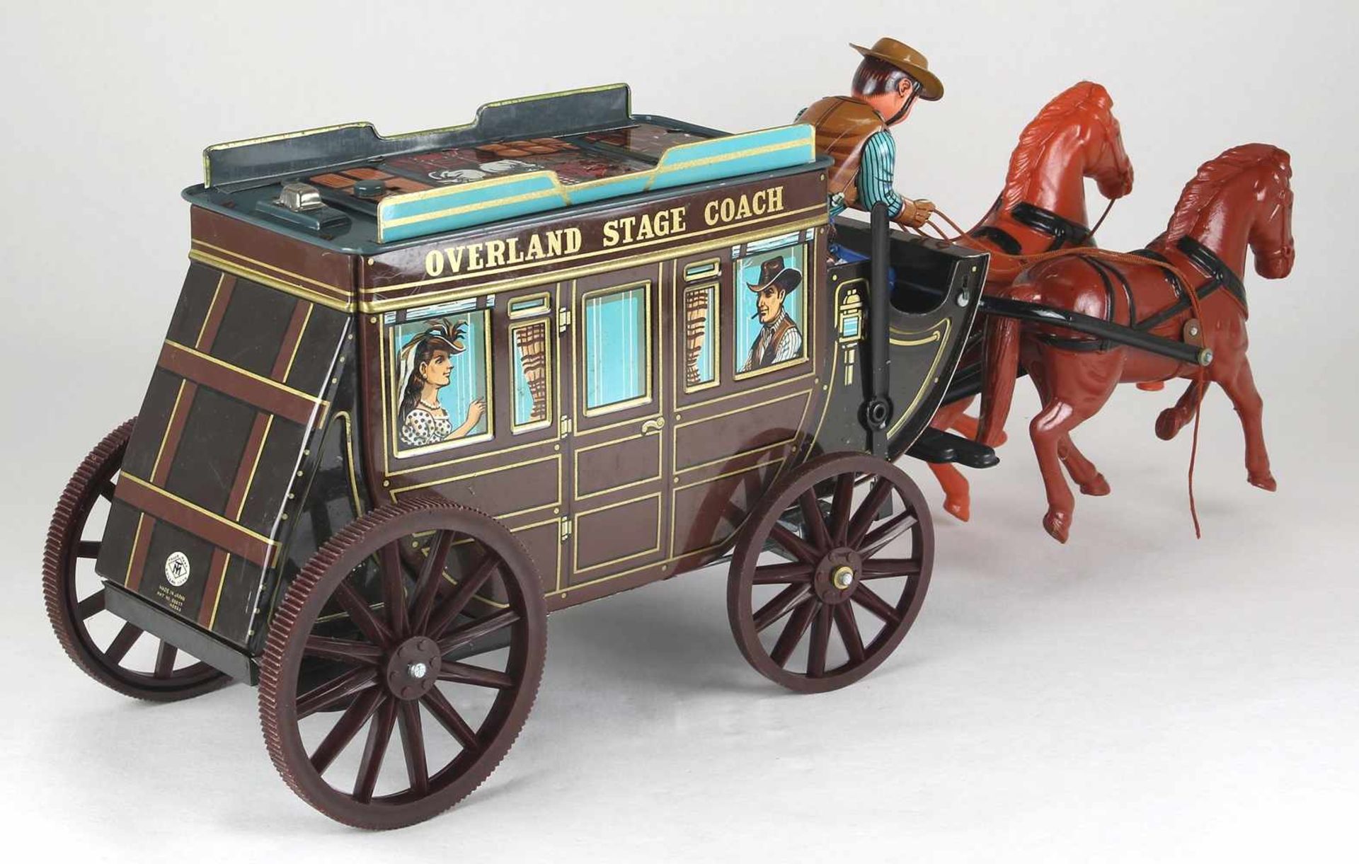 Overland Stage CoachJapan, Modern Toys, TM 1970-er Jahre. Postkutsche, die sich bewegt und mit dem - Bild 2 aus 6