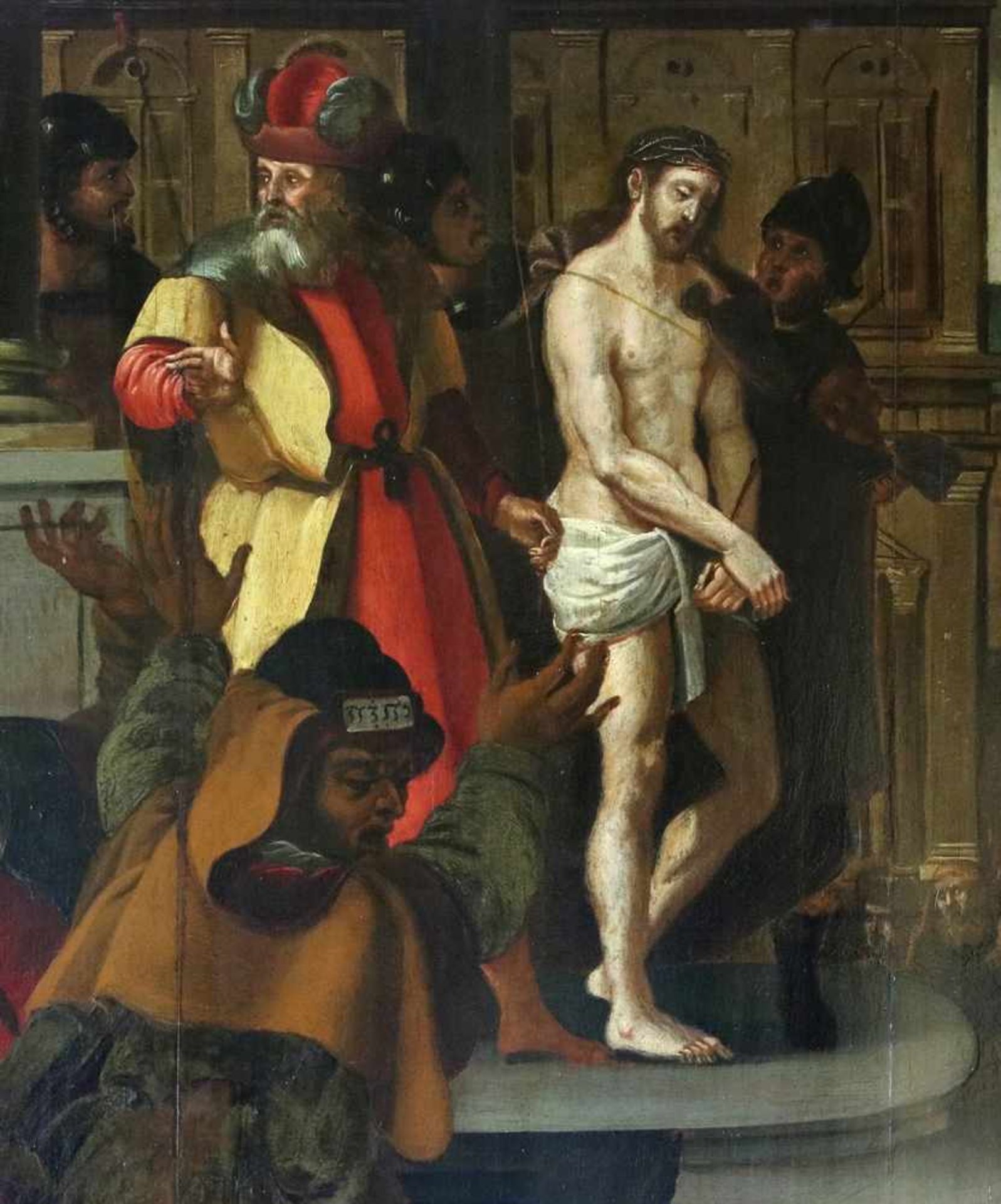 Flämischer Altmeister16./17. Jh. Ecce Homo. Vielfigurige Szene mit dem von Herodes auf einer - Bild 4 aus 16