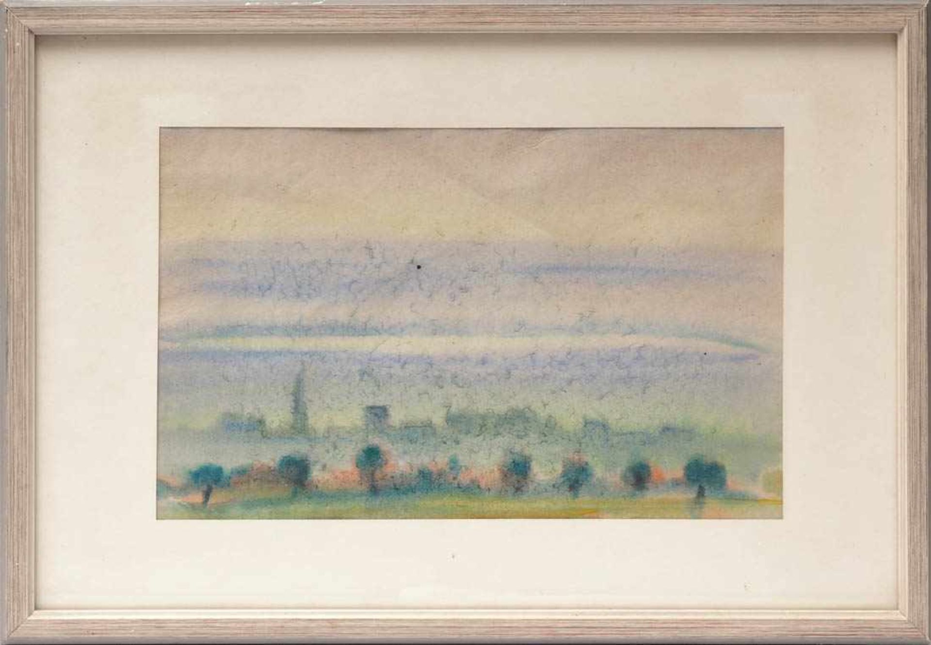 Mez, Alfred attr.1887 Freiburg i.Br. - 1955 Zürich. Blick auf ein Dorf im Markgräflerland. Aquarell.