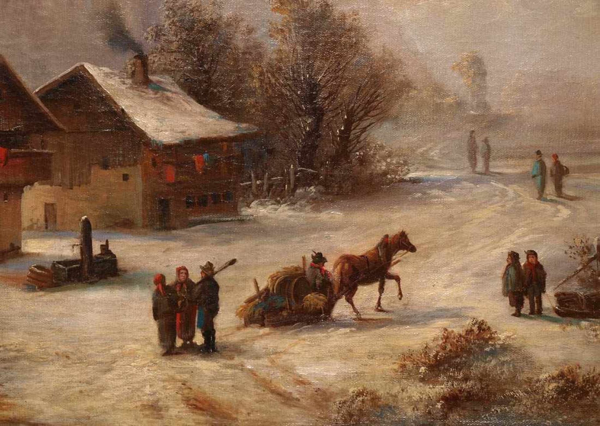 Gauermann, Jakob1773 Oeffingen - 1843 Miesenbach attr. Weite, winterliche Landschaft. Im Vordergrund - Bild 5 aus 14