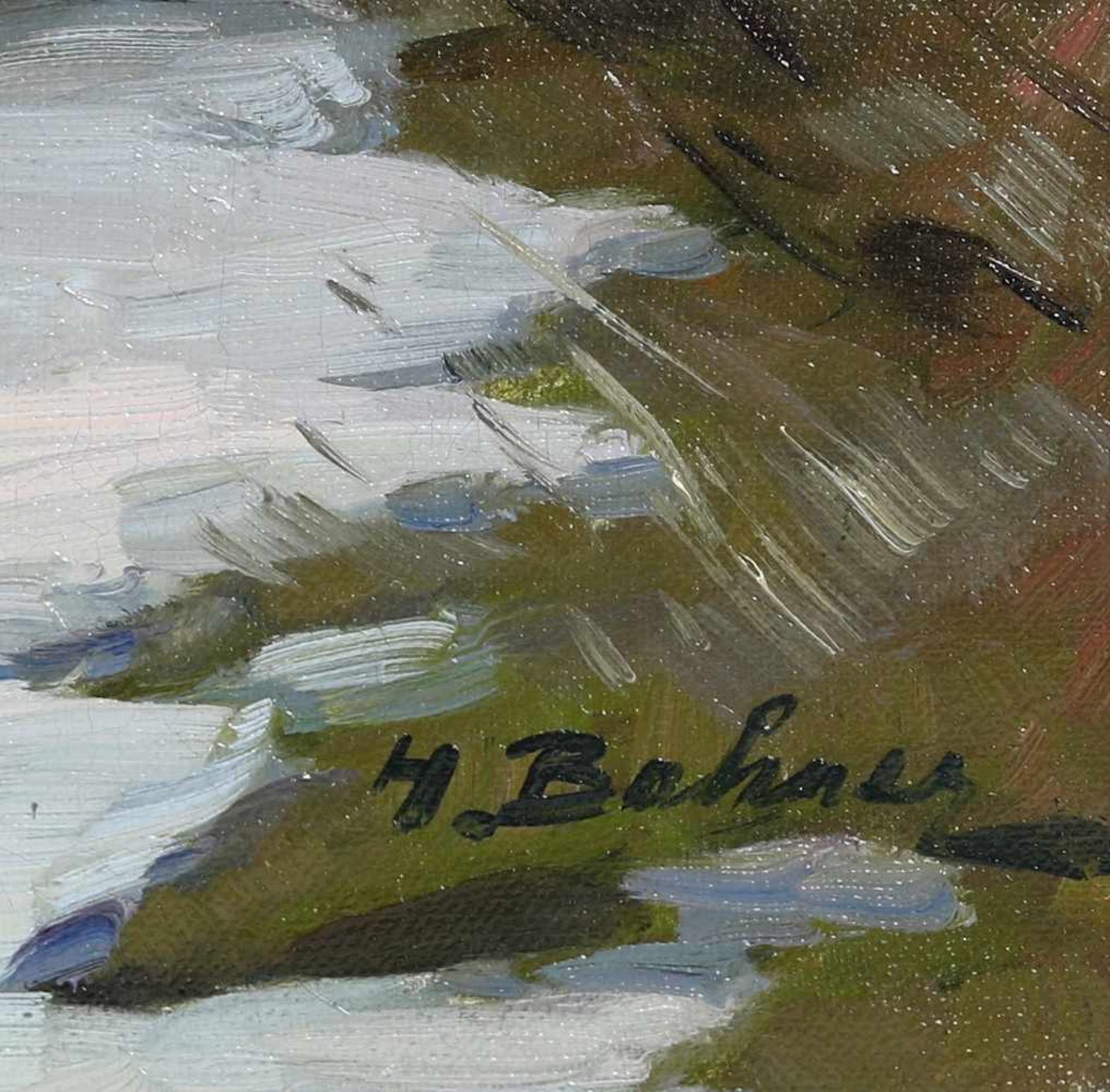 Bahner, Hermann1867 Kaiserswerth - 1938 Langen. Schafherde im Schnee. Unten rechts signiert, verso - Bild 5 aus 5