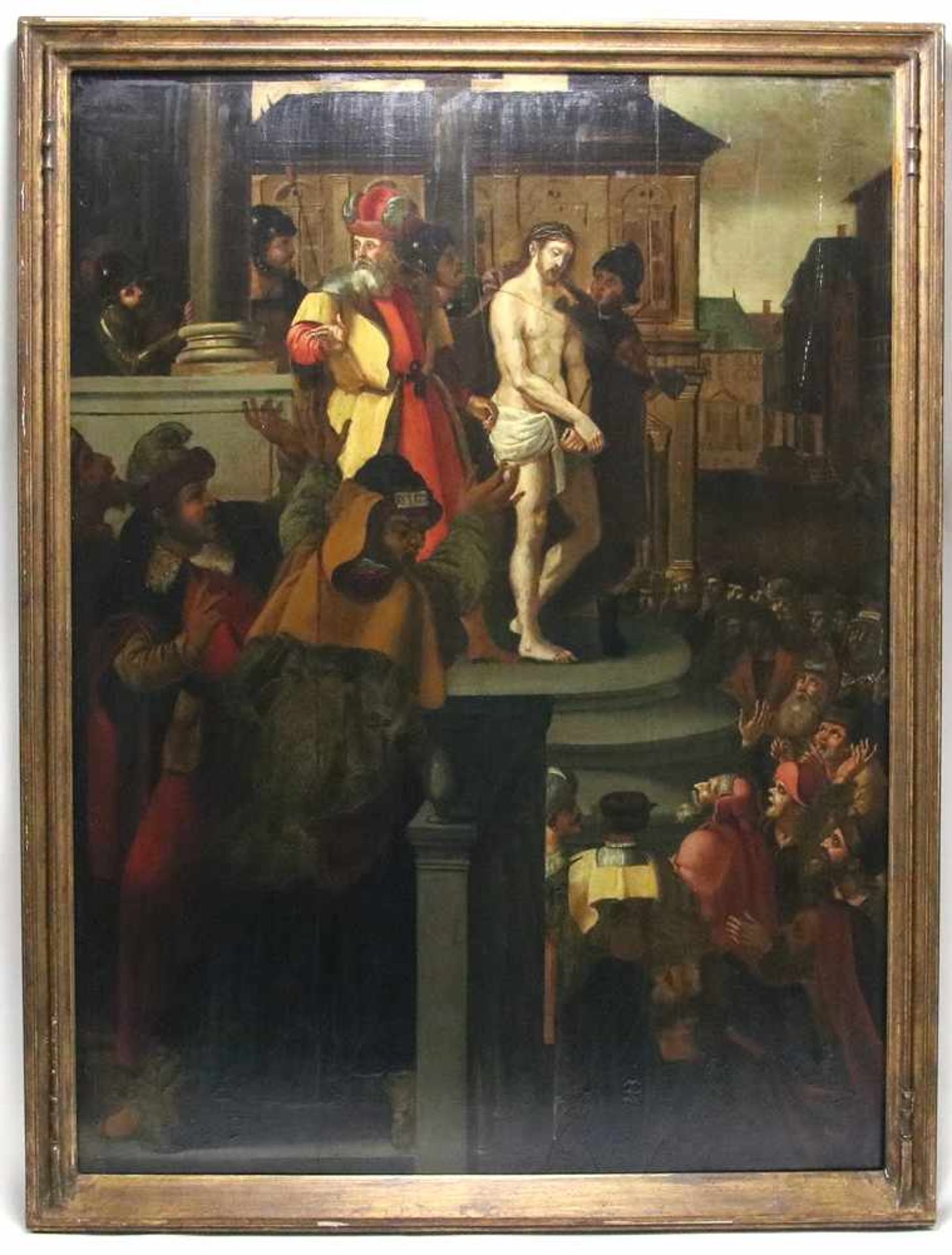 Flämischer Altmeister16./17. Jh. Ecce Homo. Vielfigurige Szene mit dem von Herodes auf einer - Bild 2 aus 16
