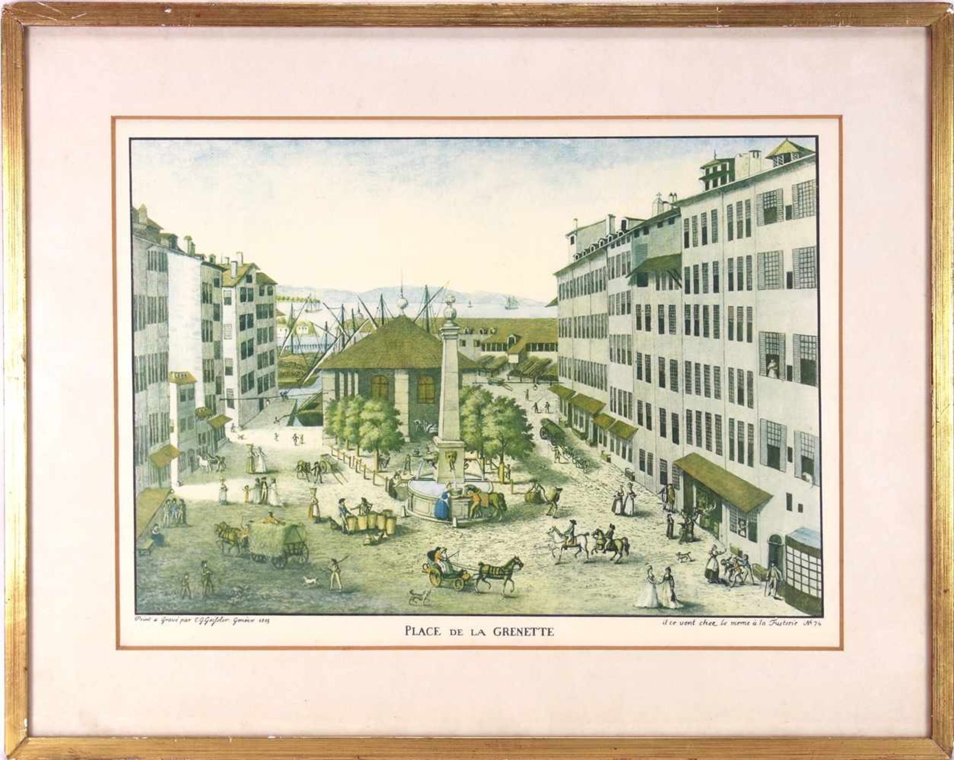 Geissler, Christian Gottlieb1729 Augsburg - 1814 Genf. Place de la Grenette (in Genf). Kolorierter - Bild 2 aus 4