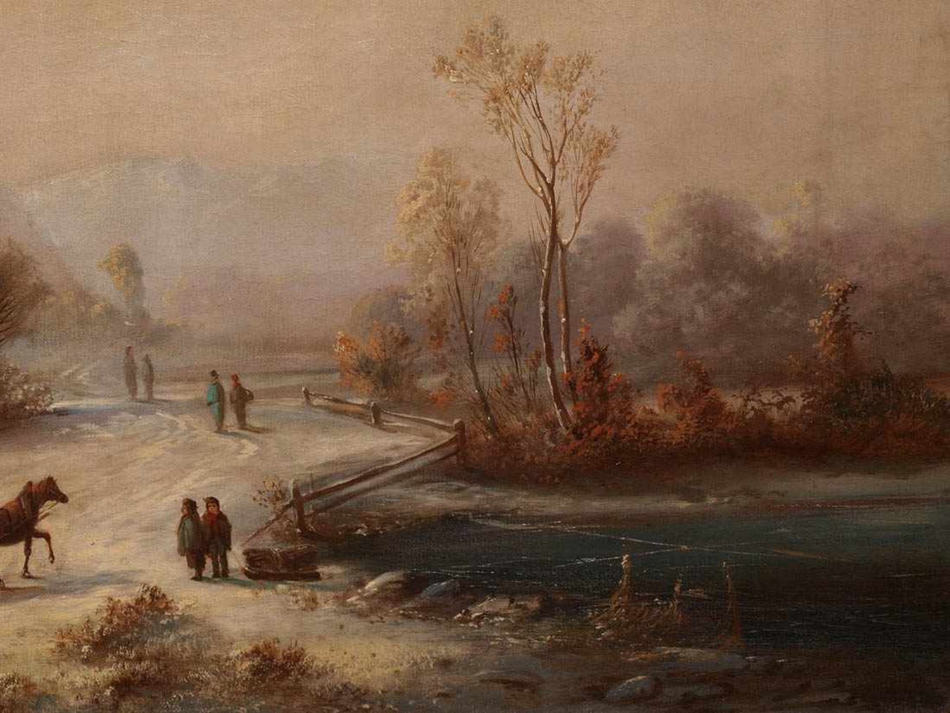 Gauermann, Jakob1773 Oeffingen - 1843 Miesenbach attr. Weite, winterliche Landschaft. Im Vordergrund - Bild 8 aus 14