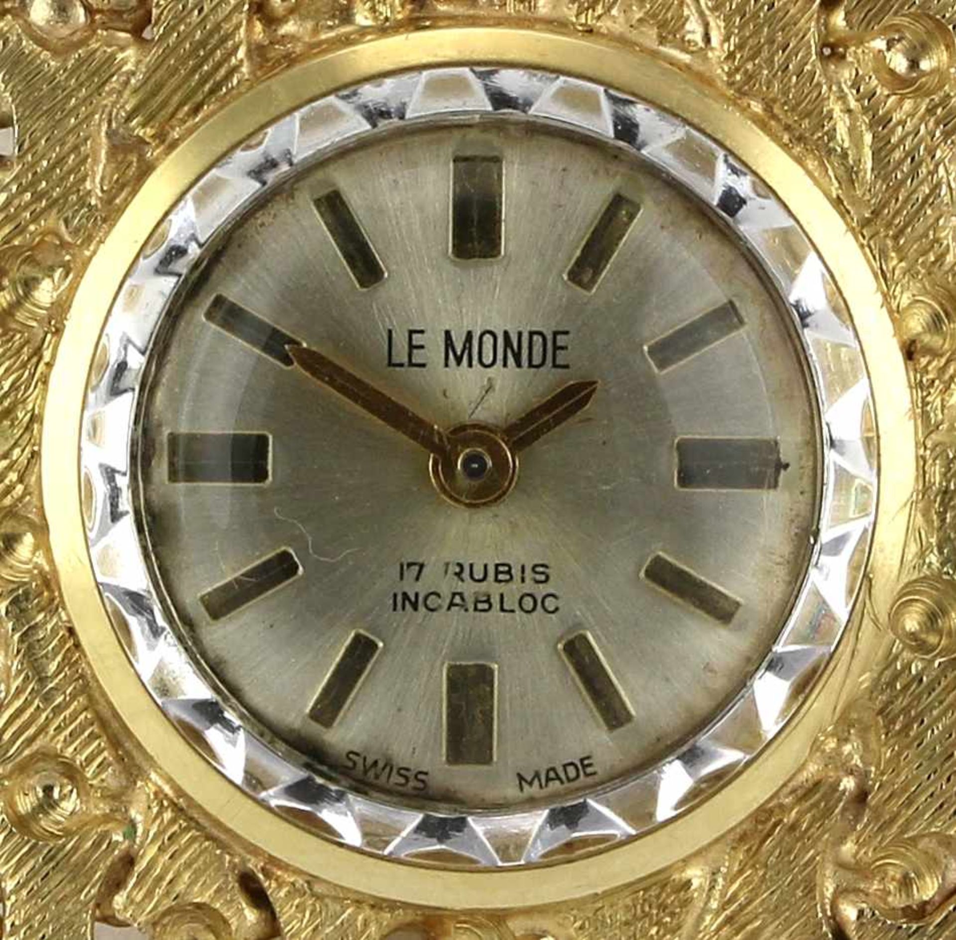 Le Monde DamenarmbanduhrSchweiz 1960-er Jahre. GG 585 punziert. Breites Armband mit zierlichem, - Bild 2 aus 2