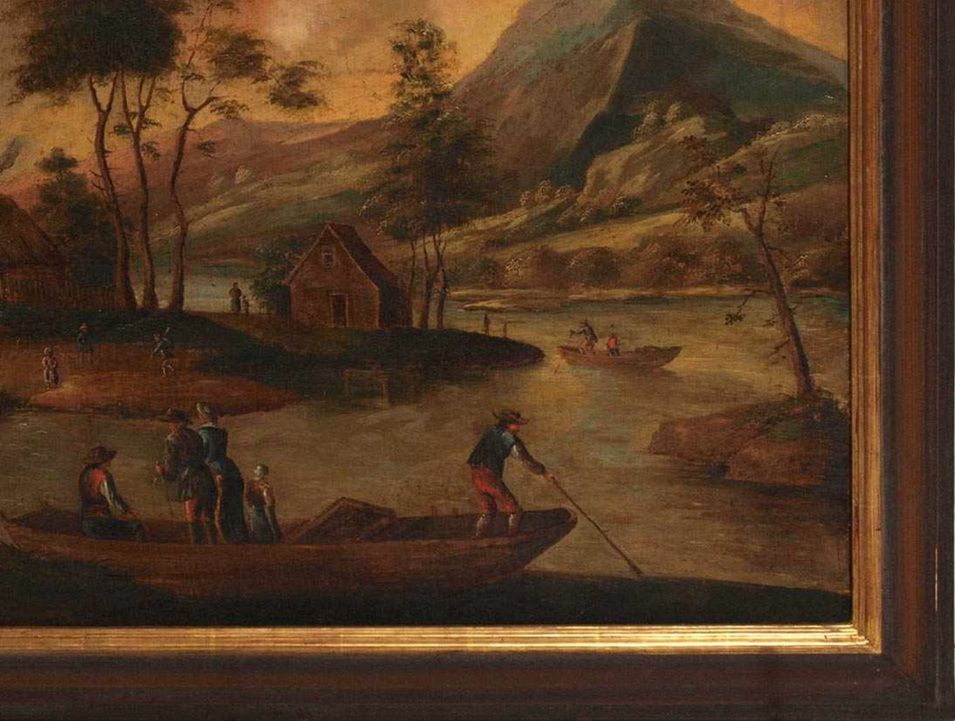 LandschafterWohl Holland um 1700. Flusschleife in weiter Vorgebirgslandschaft. Auf einer Landzunge - Bild 6 aus 7